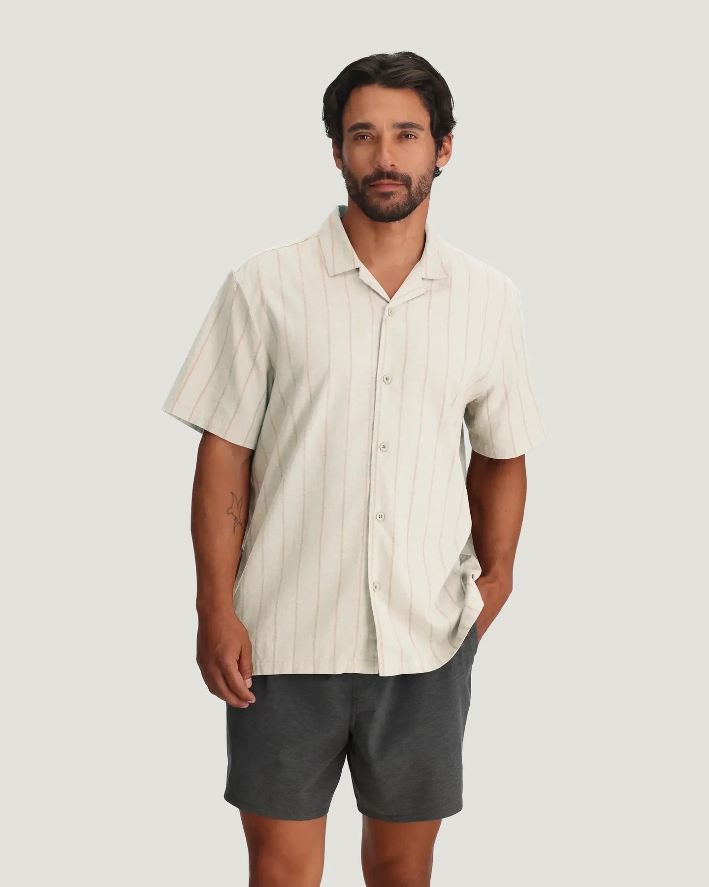 Sullivan's Camp Shirt Sea Salt Vertical Stripe