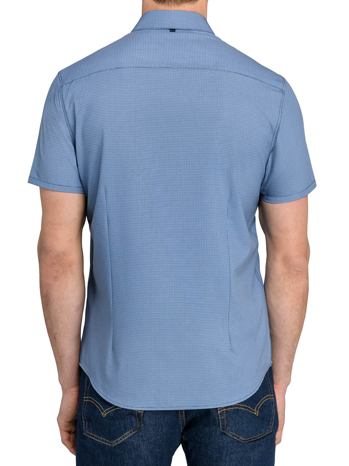 Abstract Geo Woven Short Sleeve Basic Navy