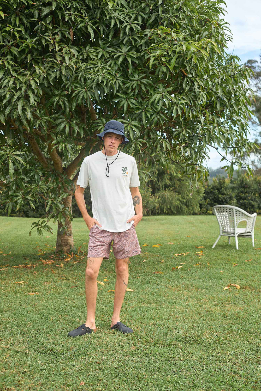 Trees Short Sleeve T-Shirt Vintage White