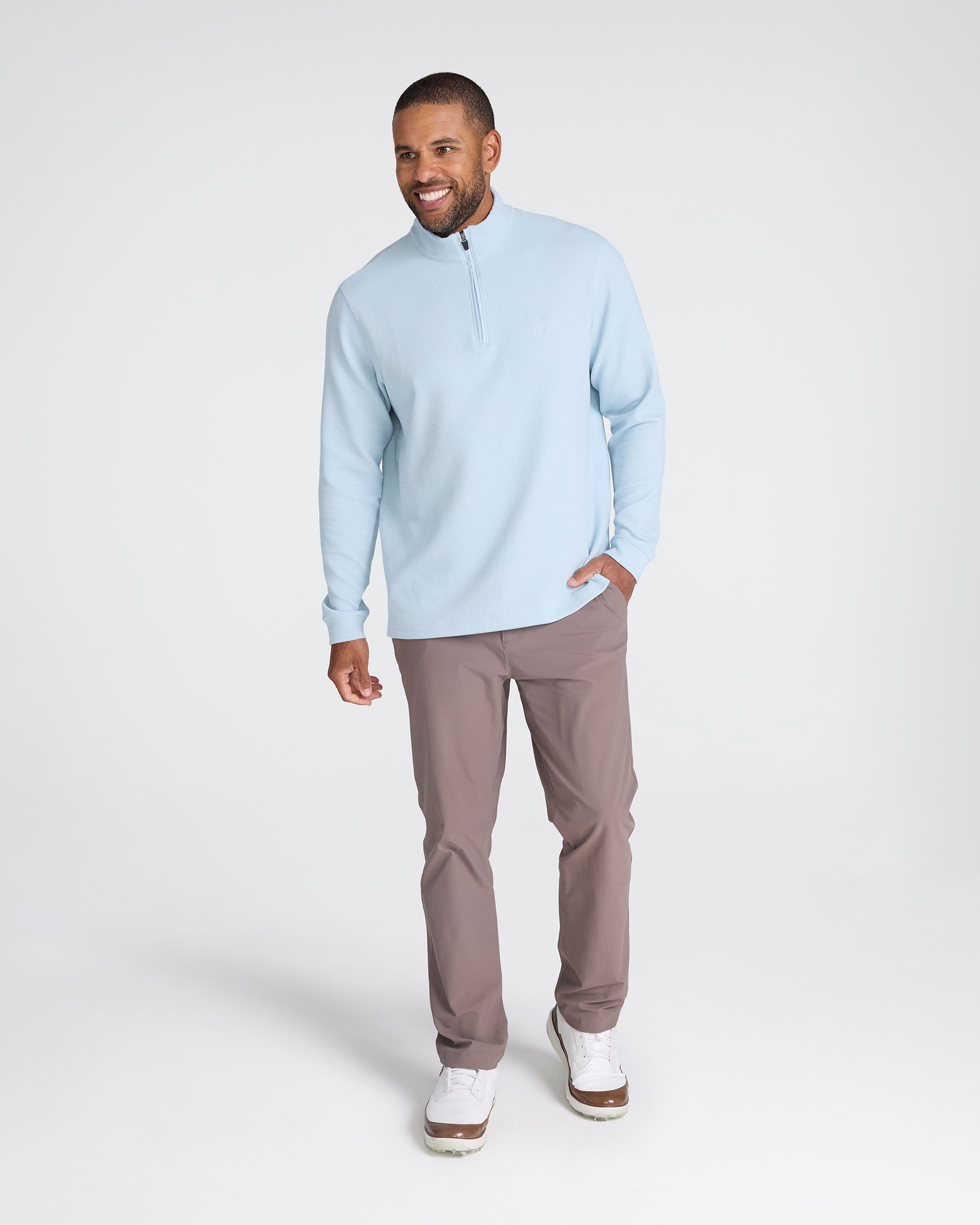 Tech Waffle Quarter Zip Baby Blue