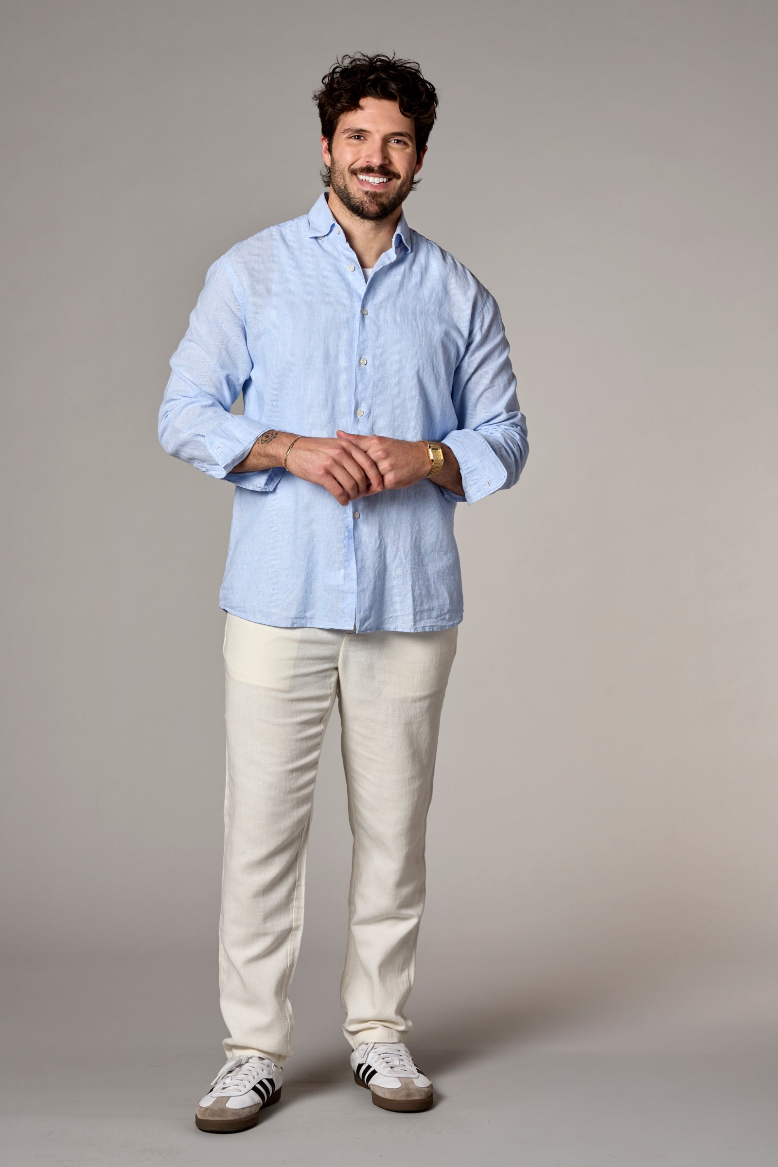Clay Hidden Button Down Collar Shirt Blue