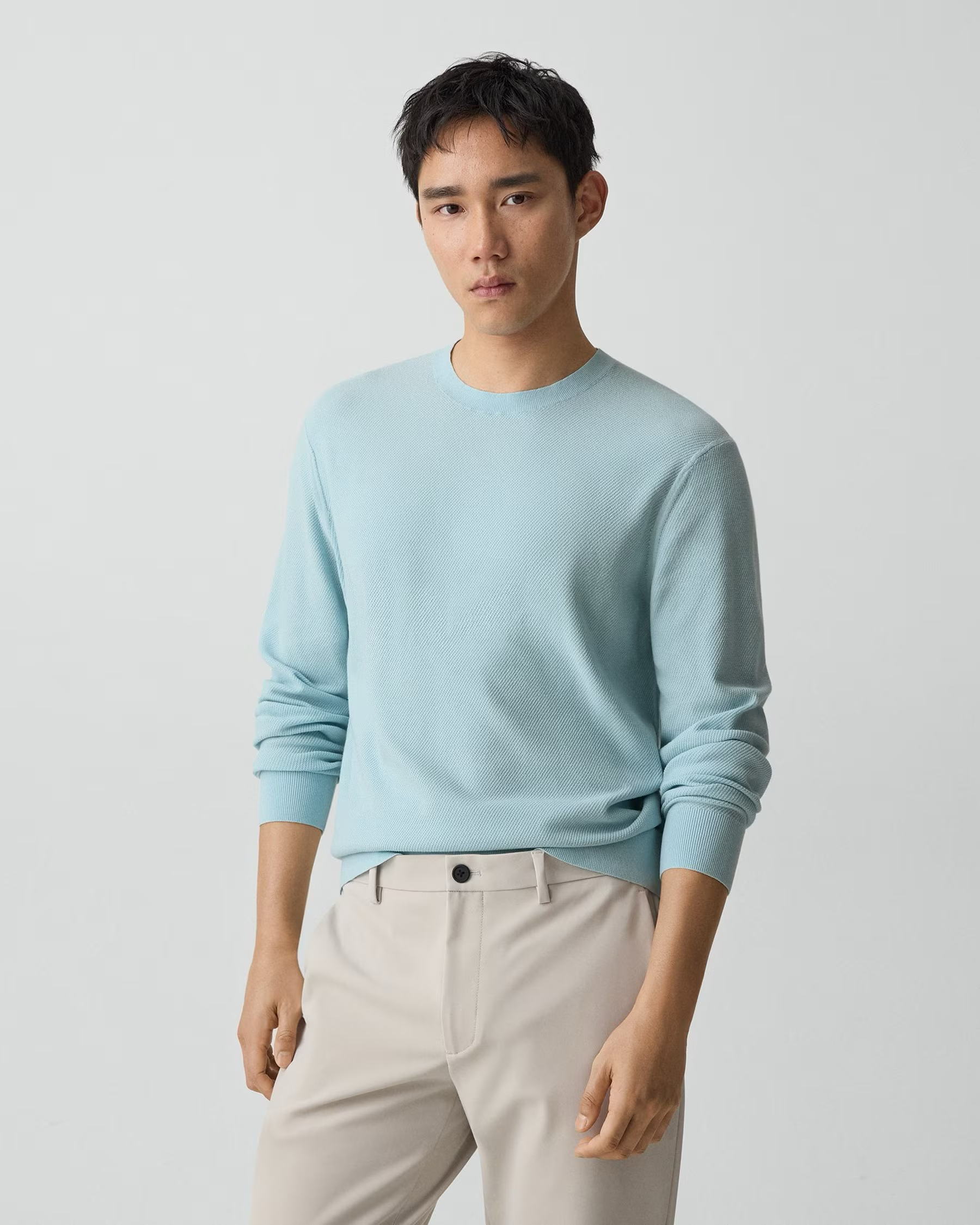 Riland Crewneck Sweater in Light Bilen Light Ocean Air