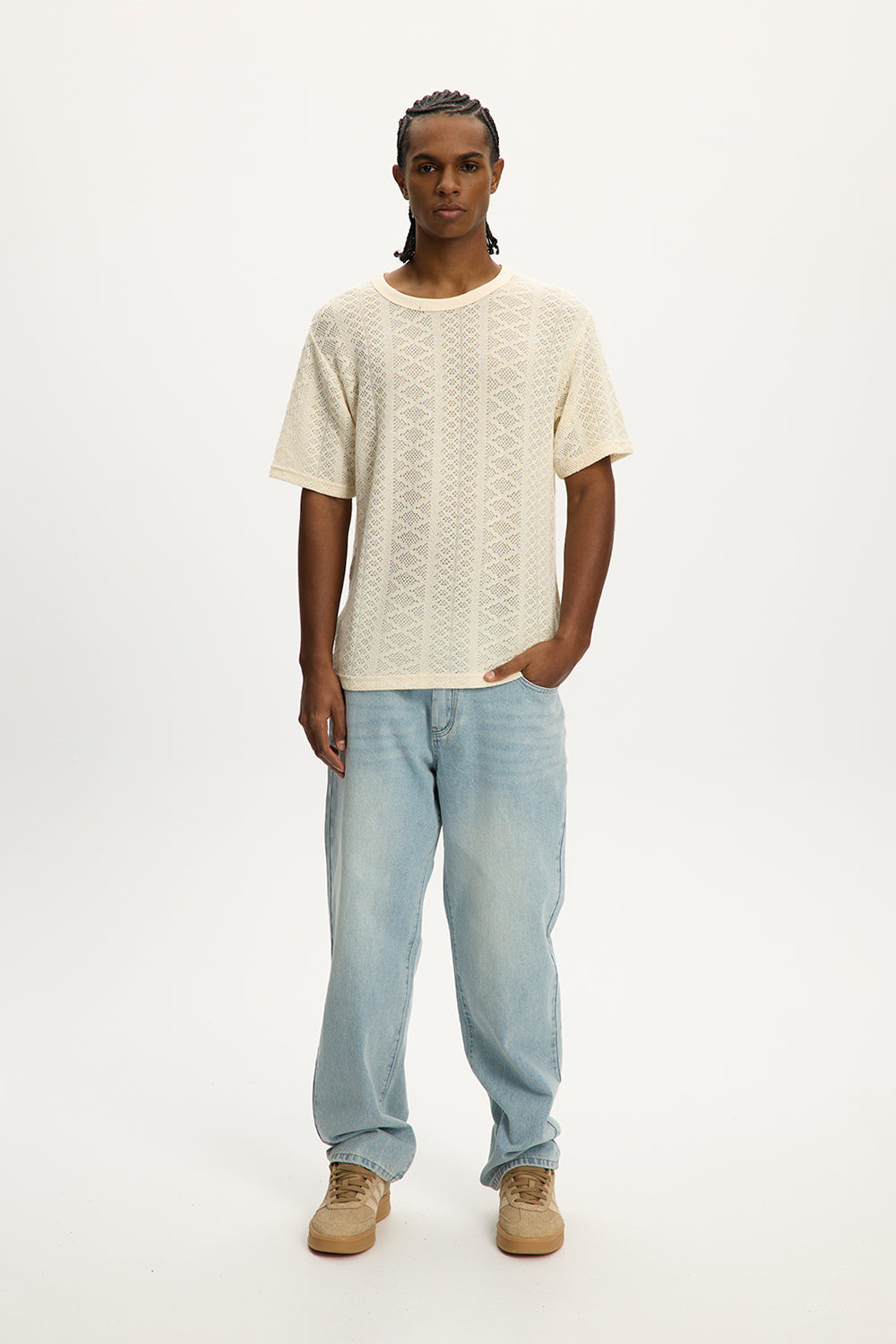 Crochet Jersey Tee Cream