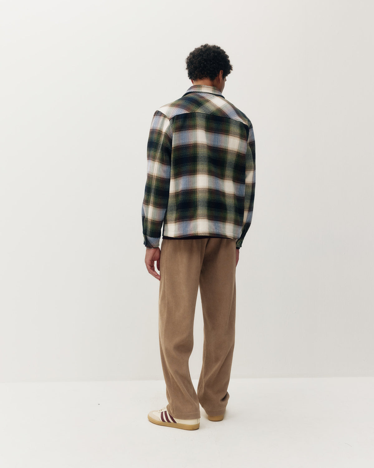 Textured Plaid Overshirt Olive
