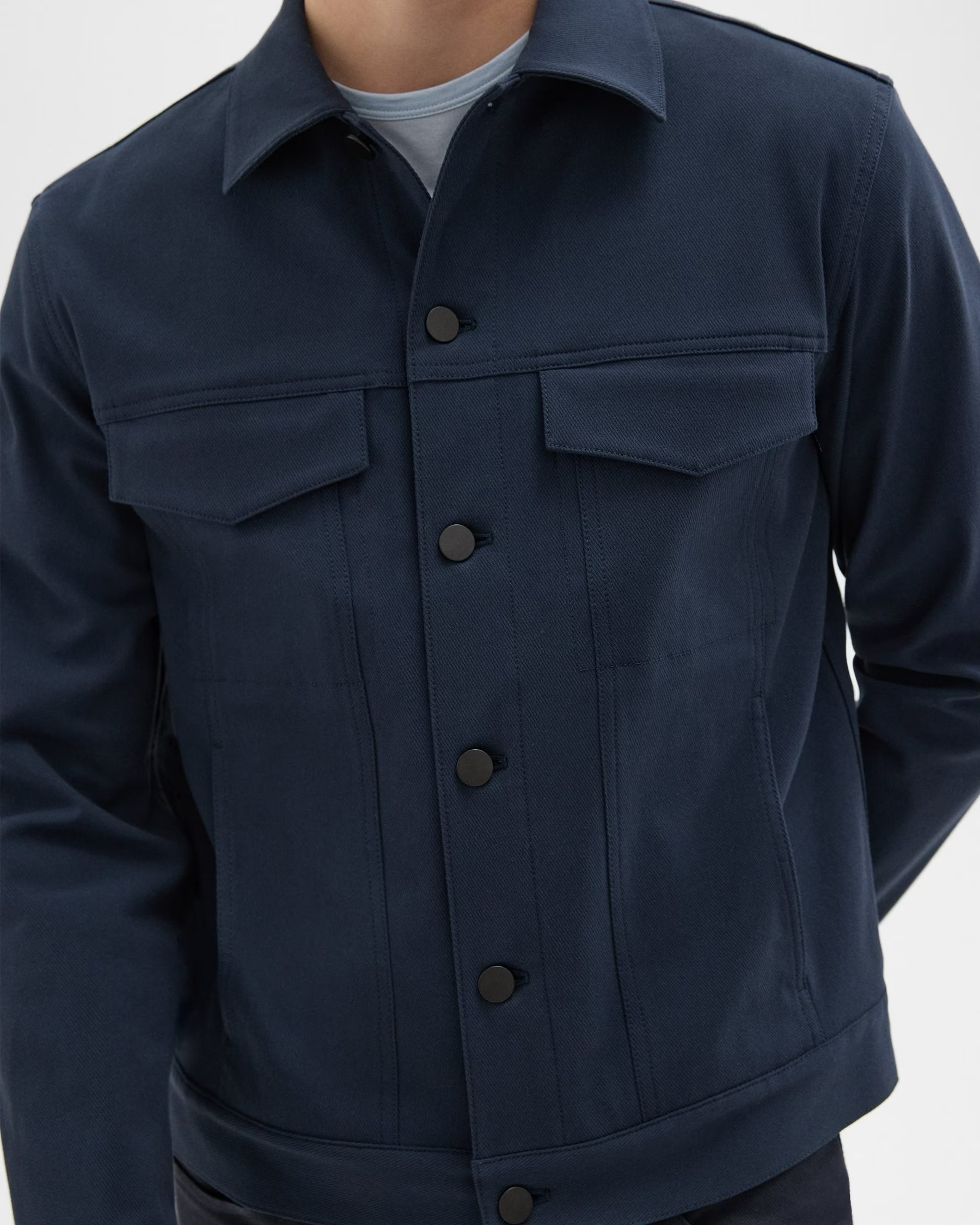 River Trucker Jacket in Neoteric Twill Dark Navy