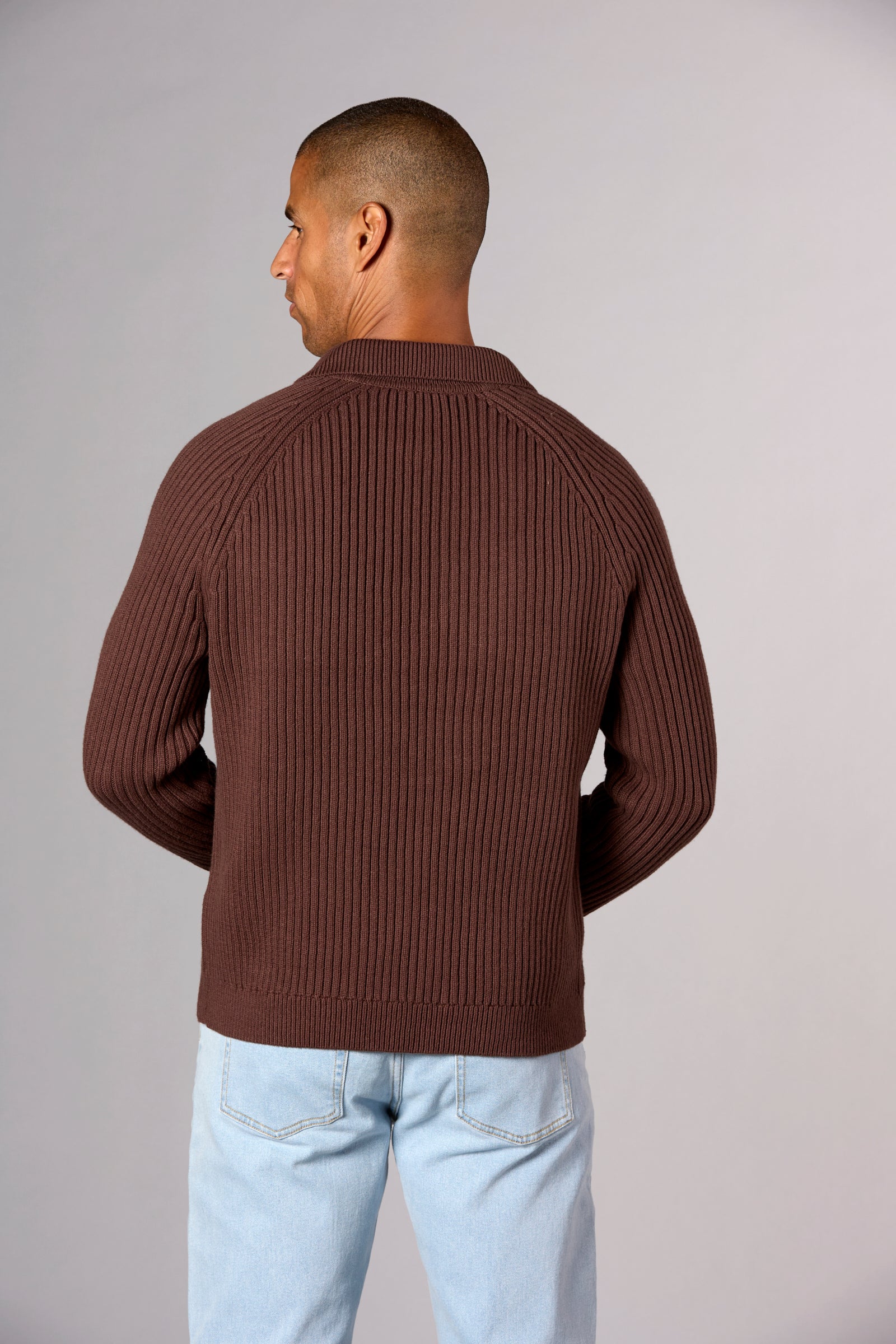 Oversized Chunky 3/4 Zip Chocolate