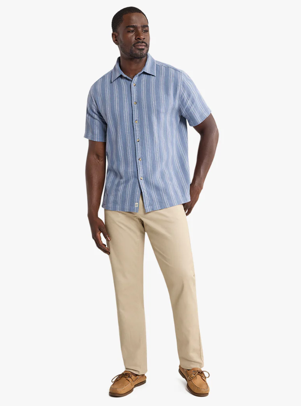 The Oasis Textured Shirt Maritime Stripe