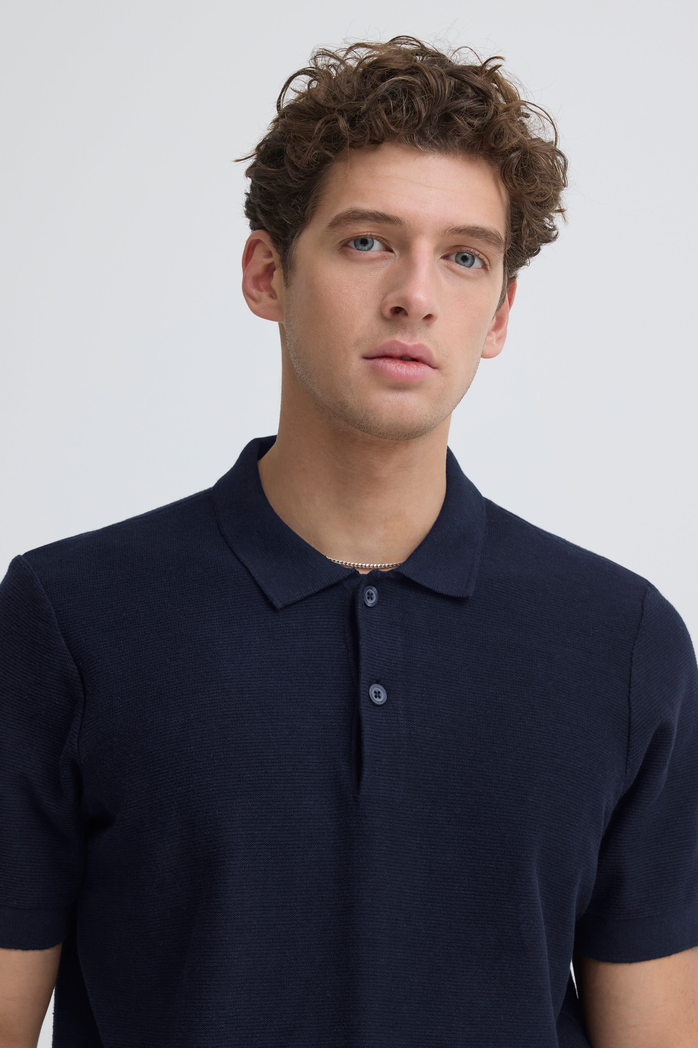 Edward Relaxed Knit Polo Dark Navy