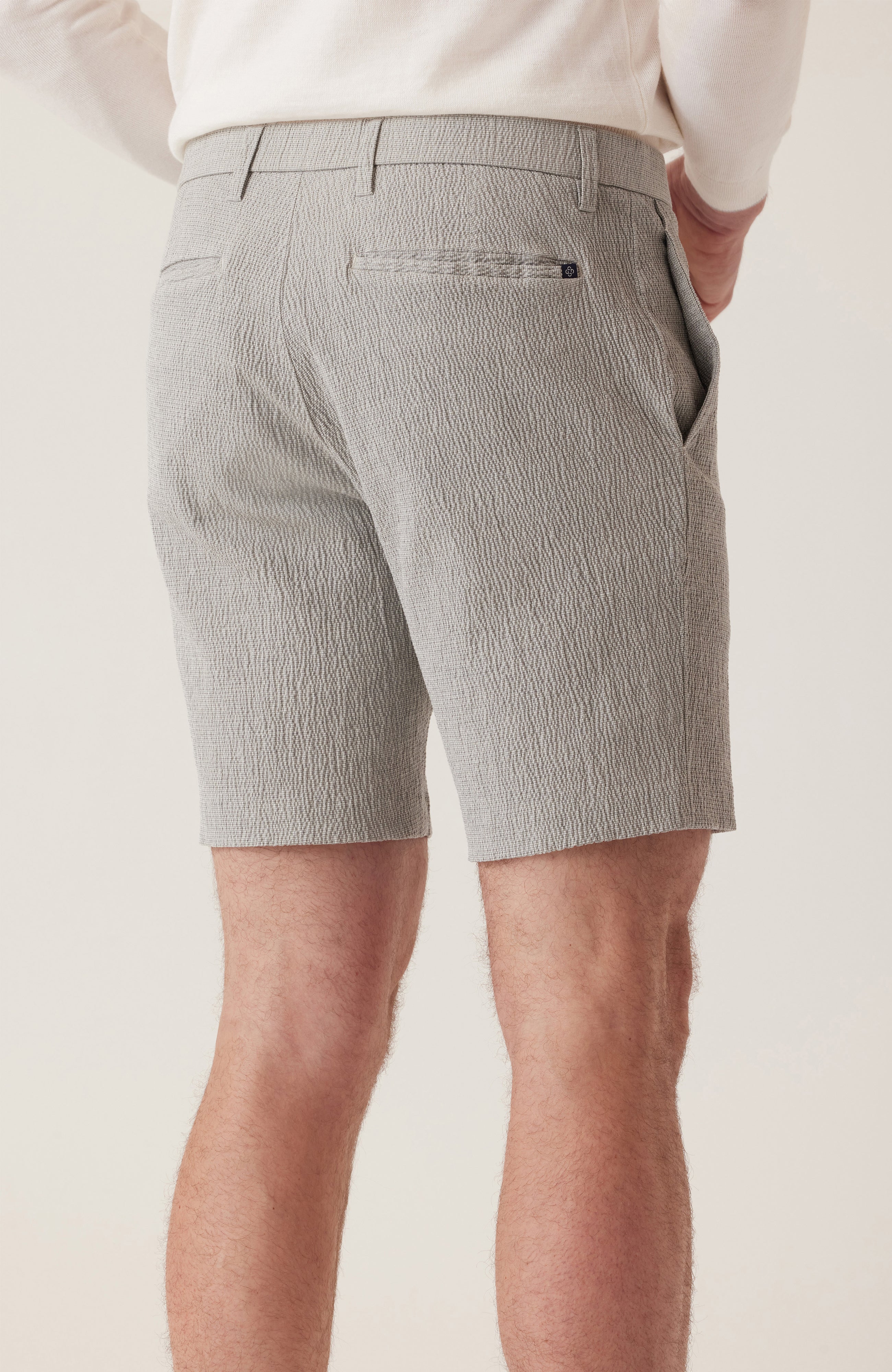Oasis Bermuda Seersucker Short Grey Heather Mini Check