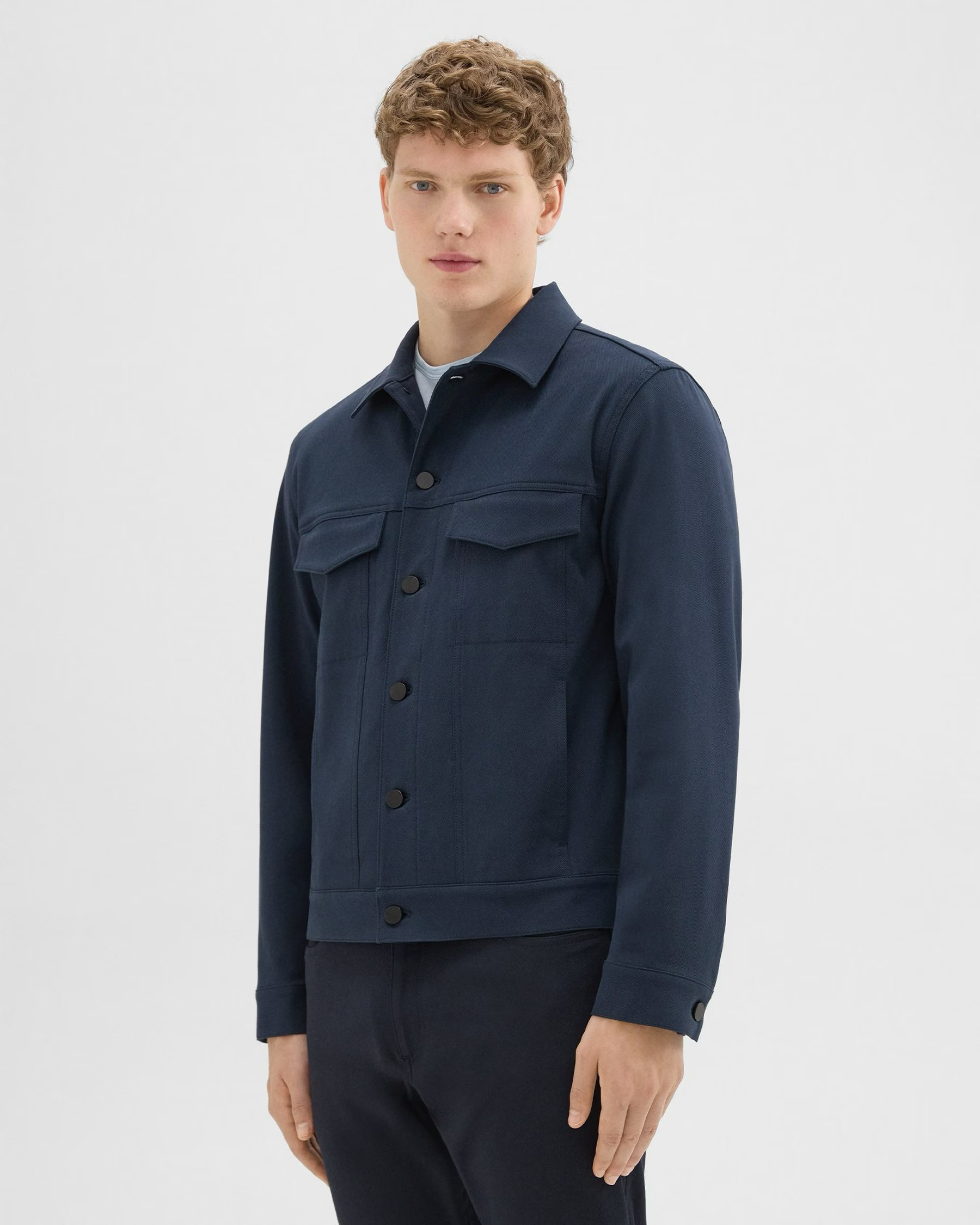 River Trucker Jacket in Neoteric Twill Dark Navy