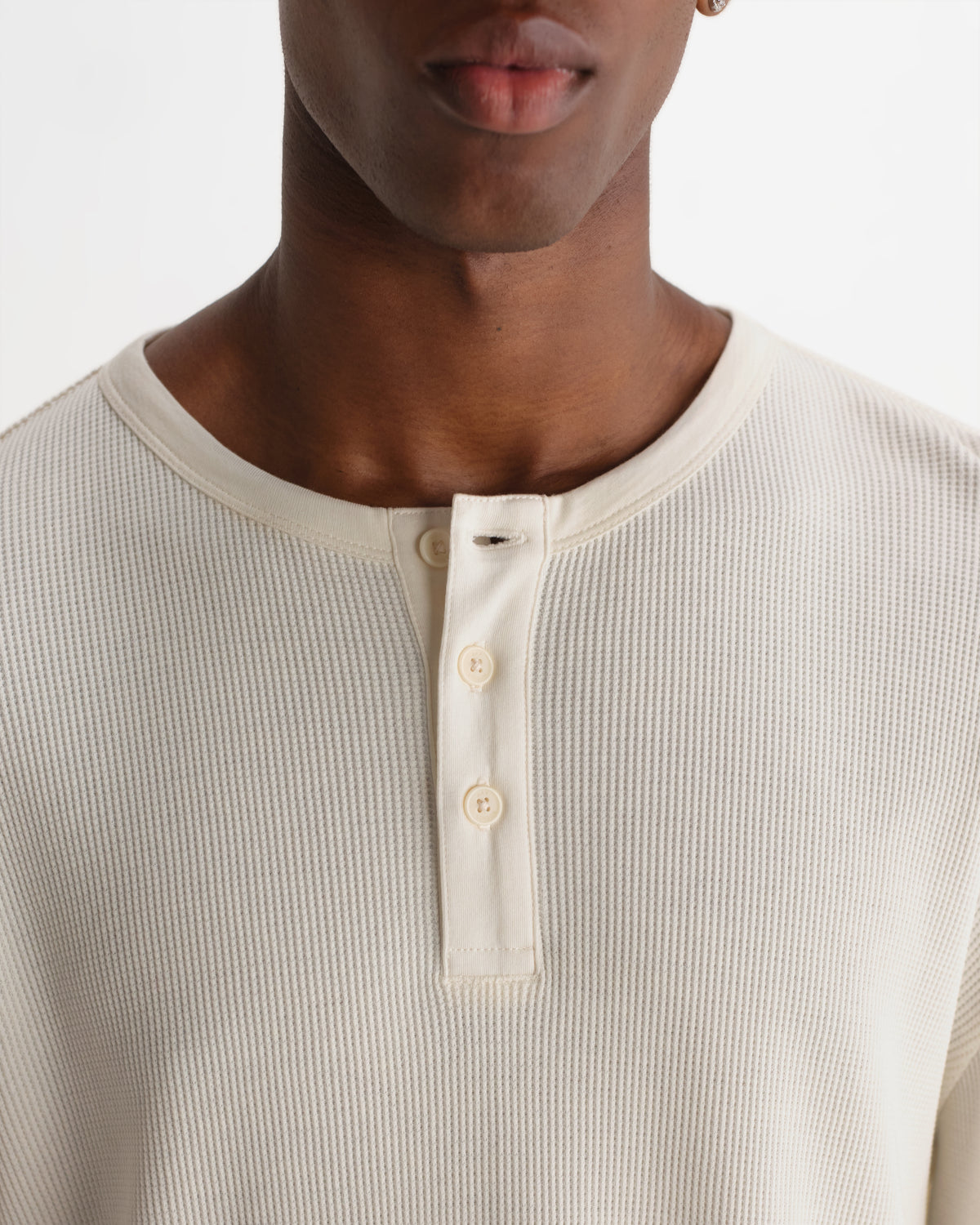 Caleb Henley Longsleeve Tee in Waffle Ecru