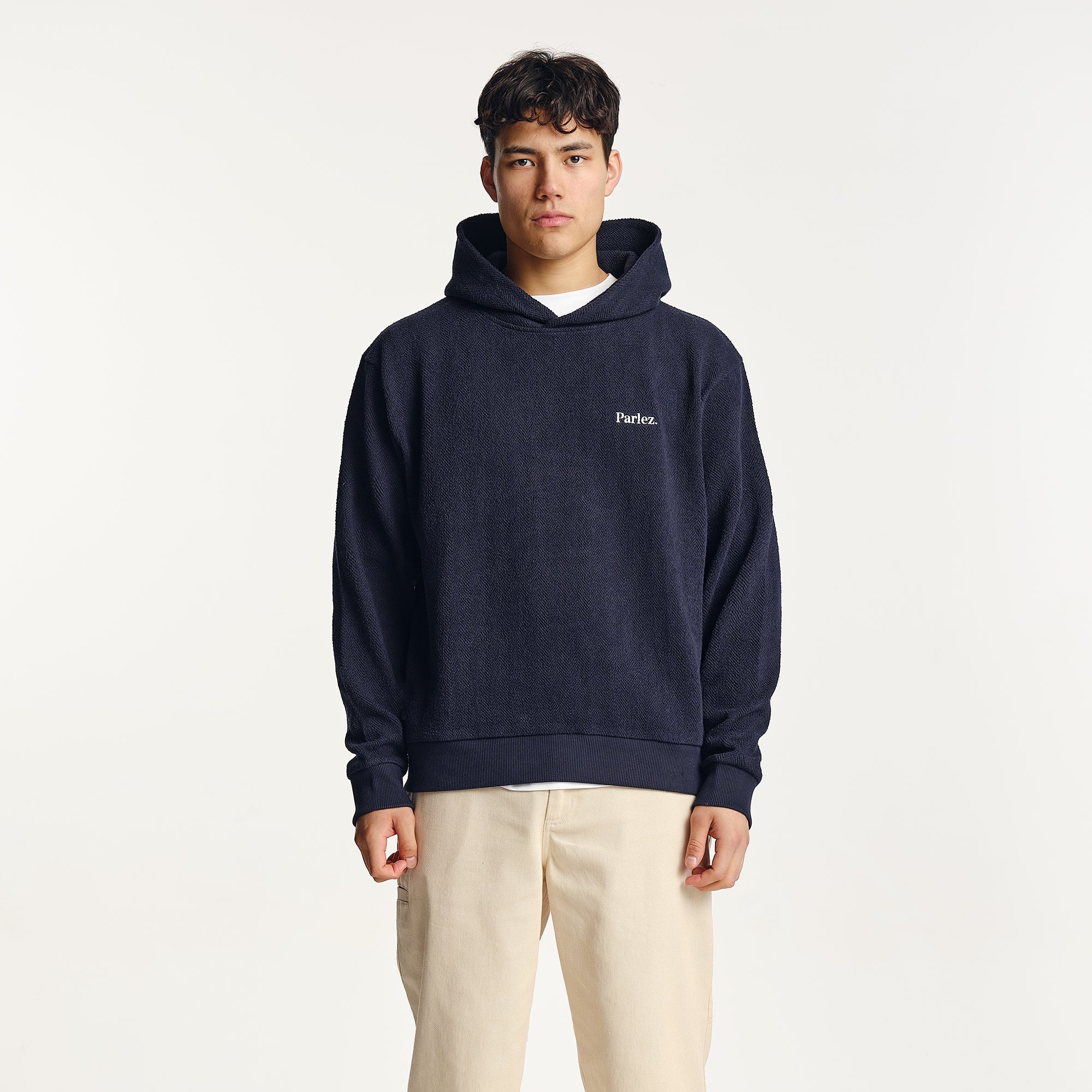 Millington Herringbone Hoodie Midnight