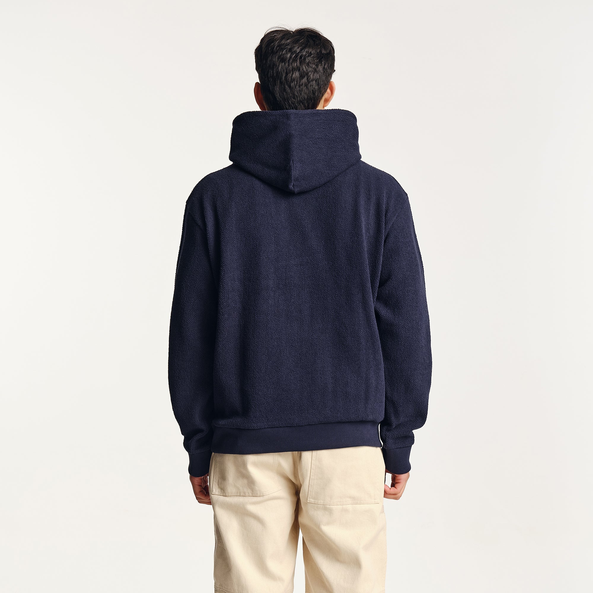 Millington Herringbone Hoodie Midnight
