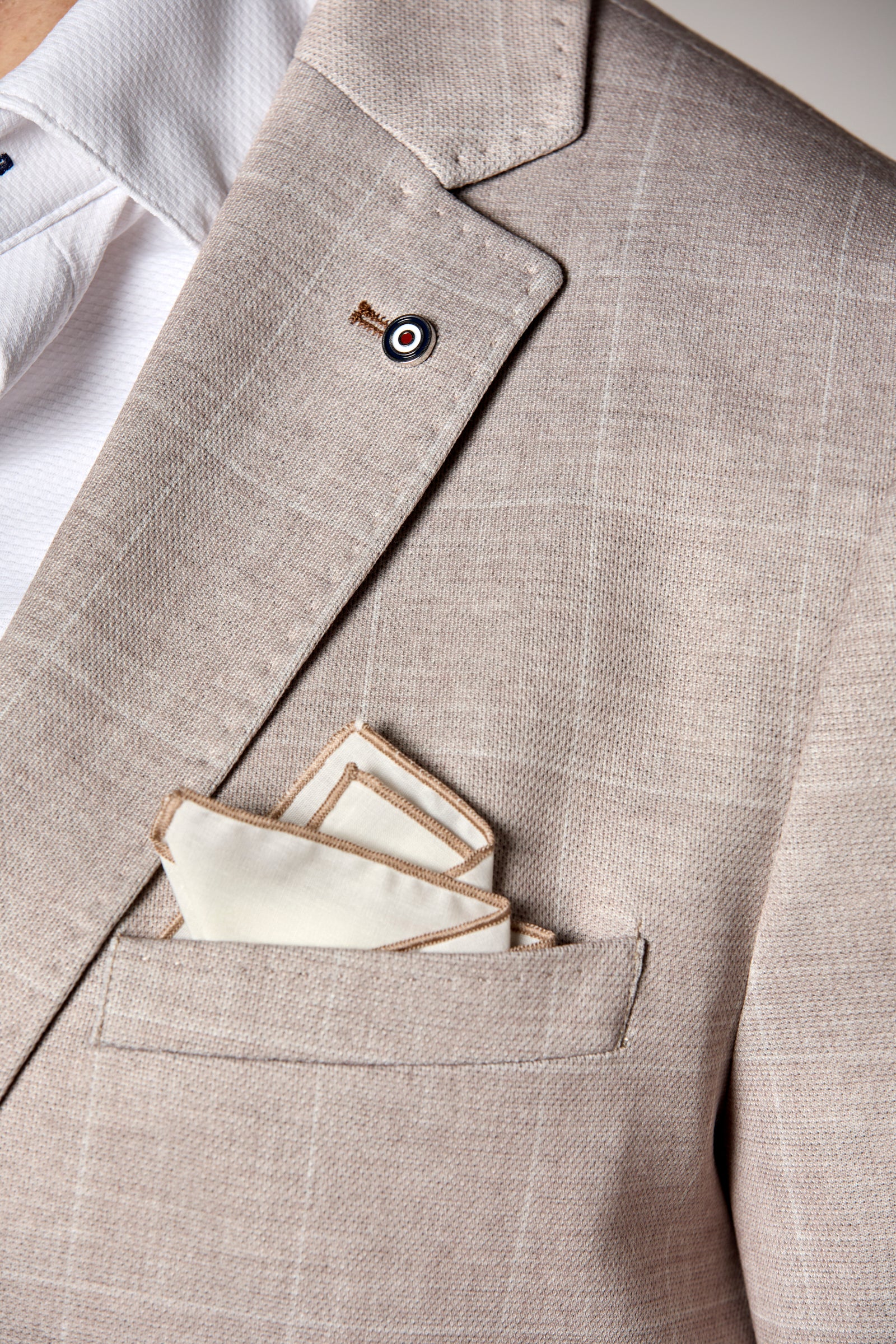 Stretch Knit Windowpane Blazer Sand