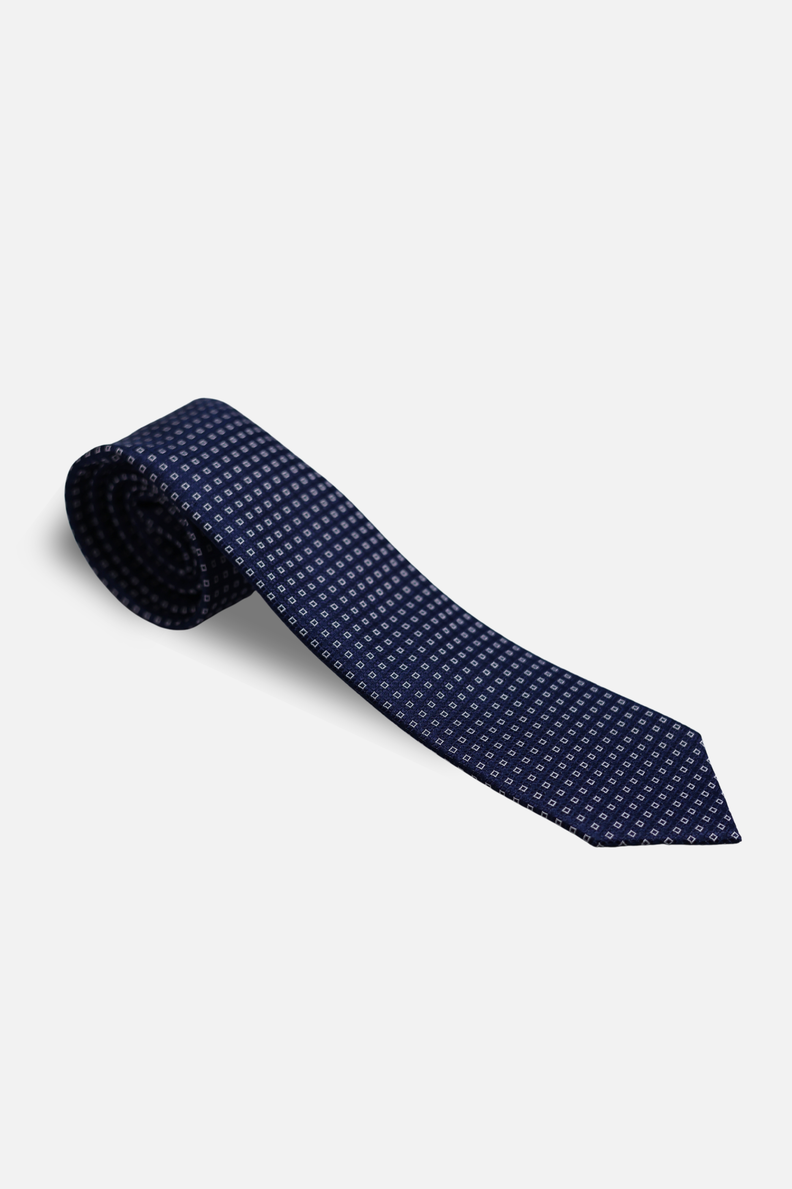 Navy Silk Woven Square Pattern Tie