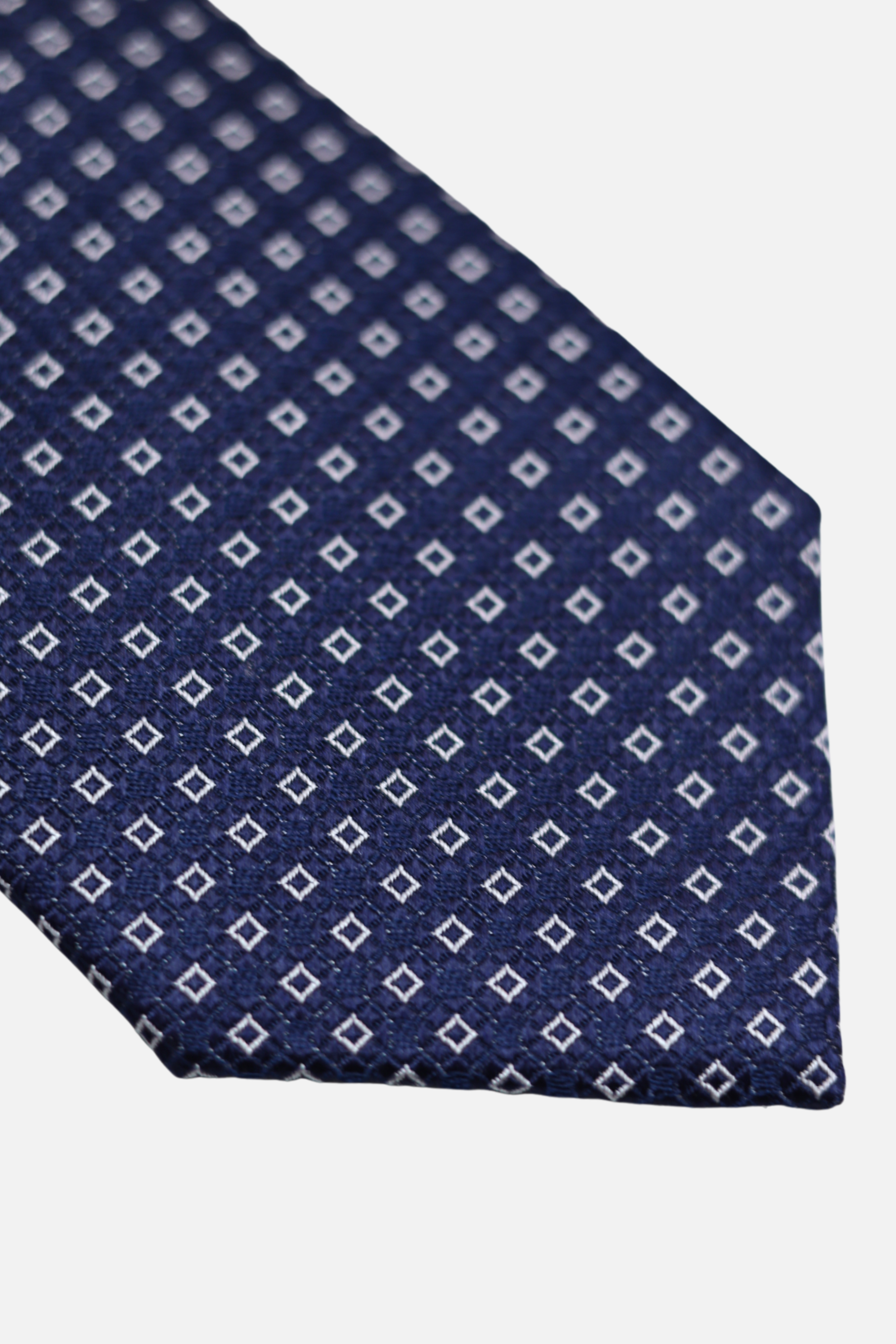 Navy Silk Woven Square Pattern Tie