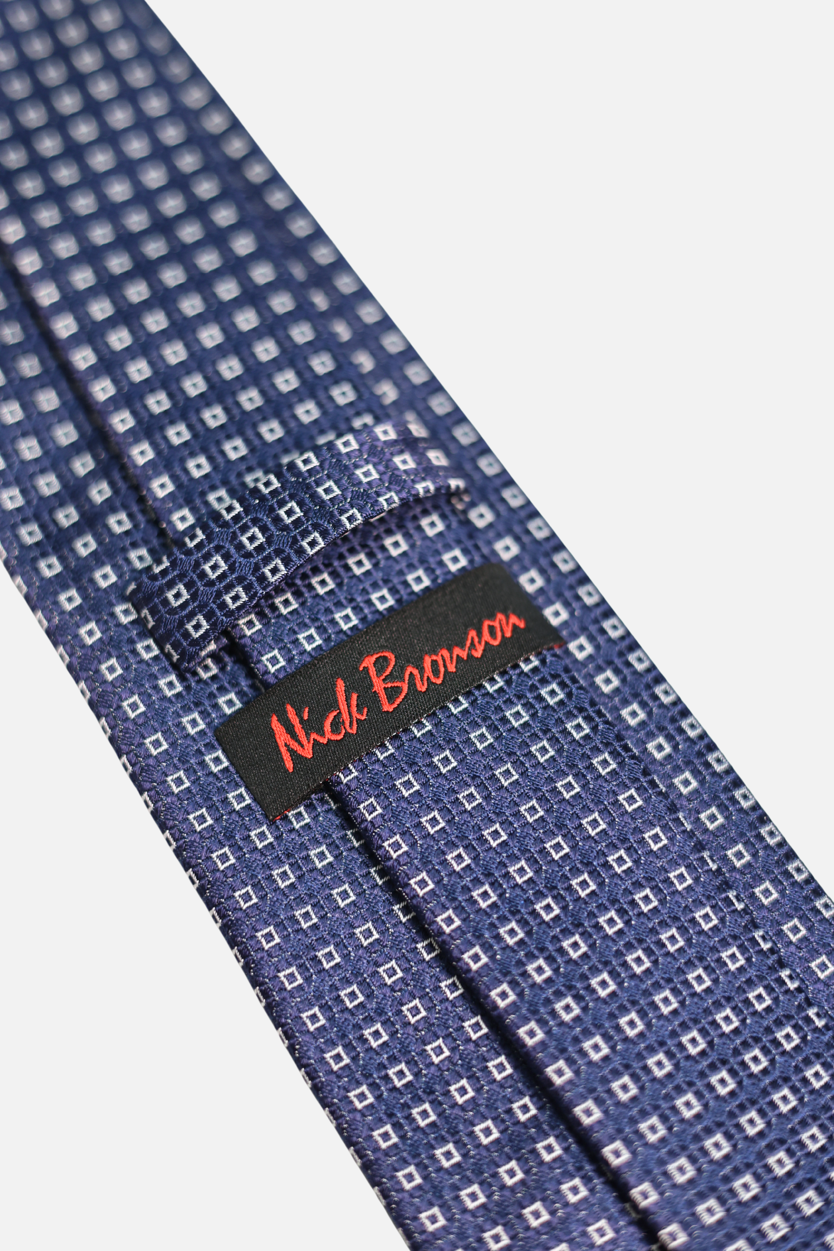 Navy Silk Woven Square Pattern Tie