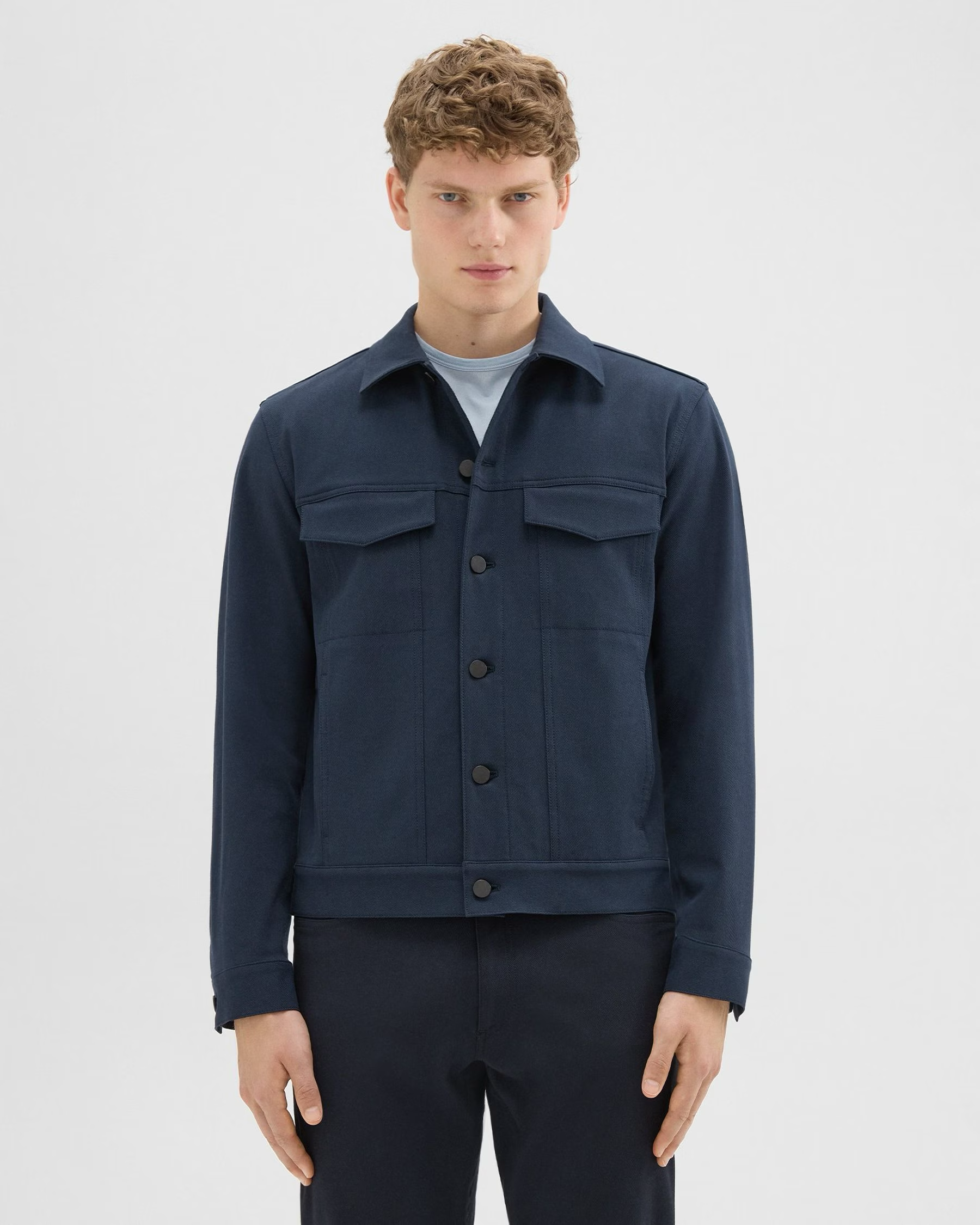 River Trucker Jacket in Neoteric Twill Dark Navy