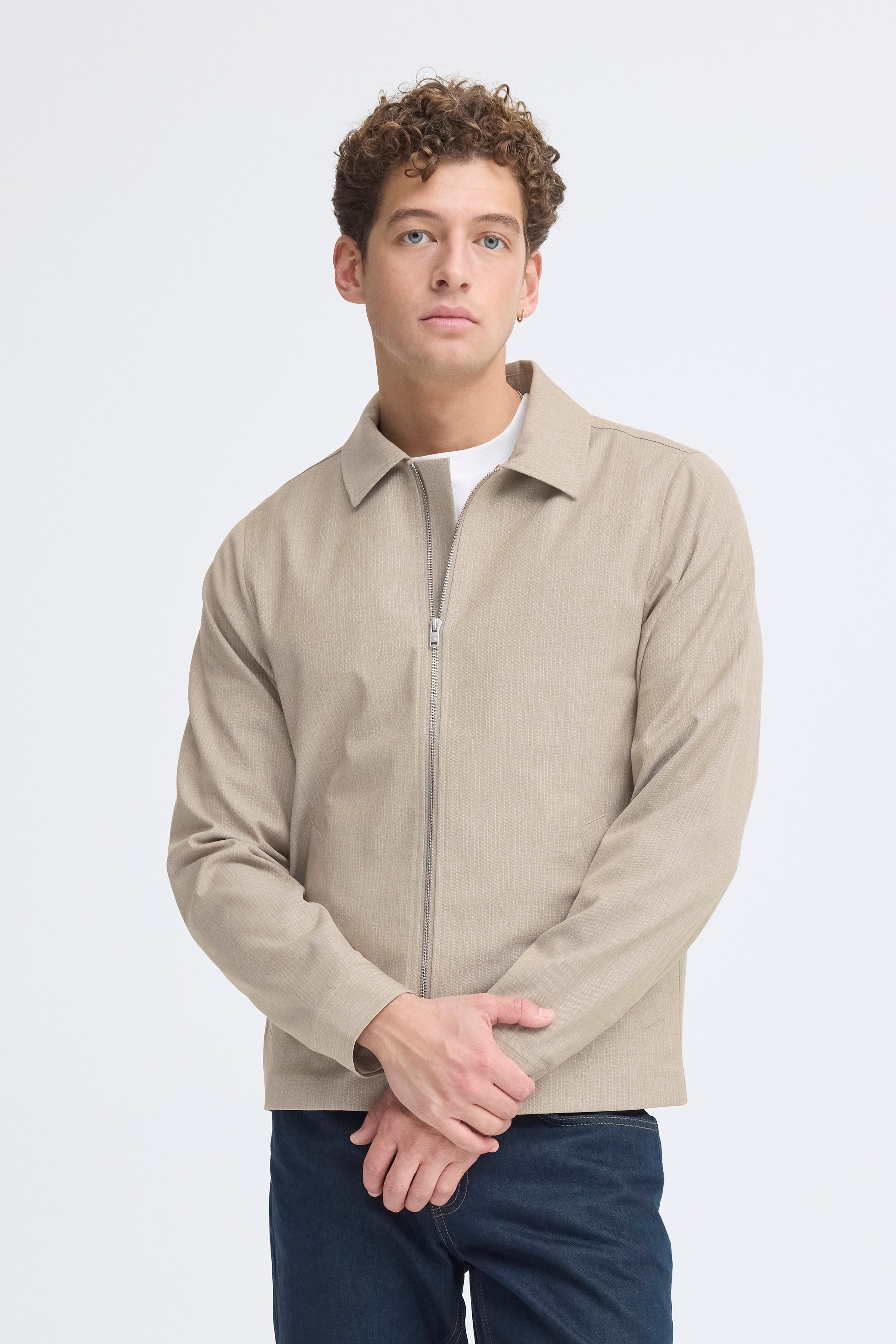 Haglund Pinstripe Shirt Jacket Island Fossil