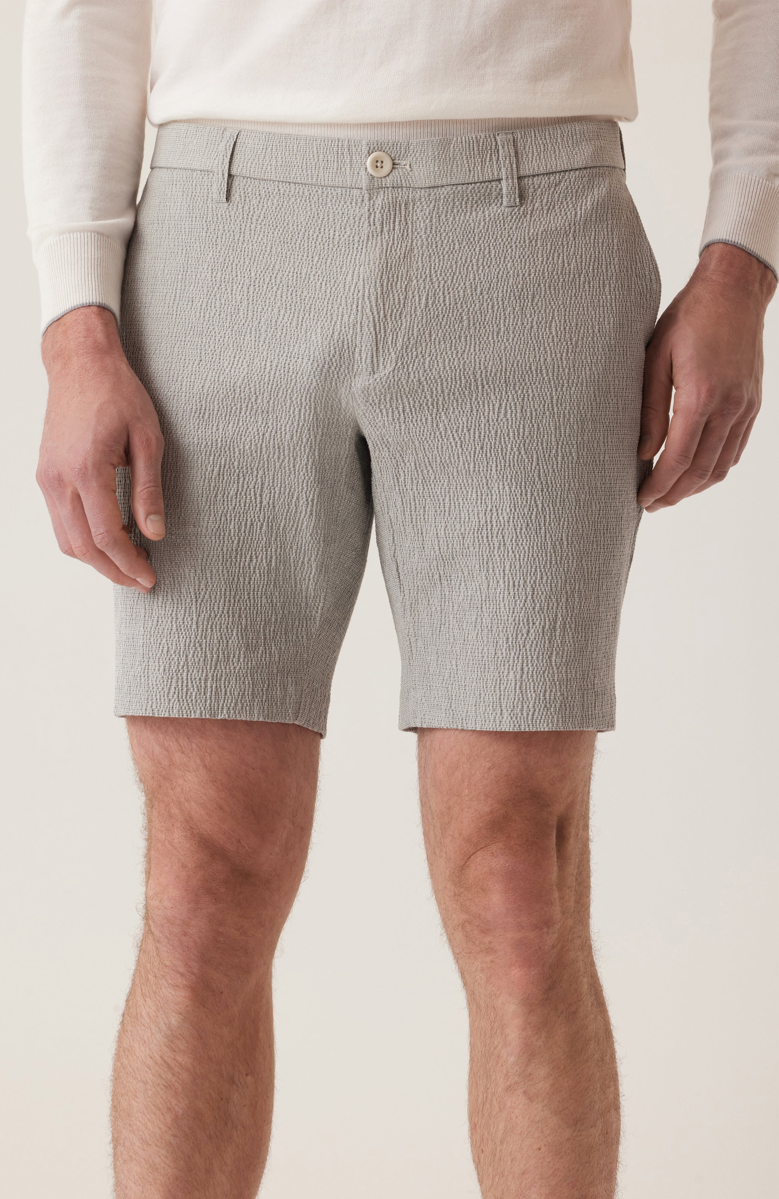 Oasis Bermuda Seersucker Short Grey Heather Mini Check