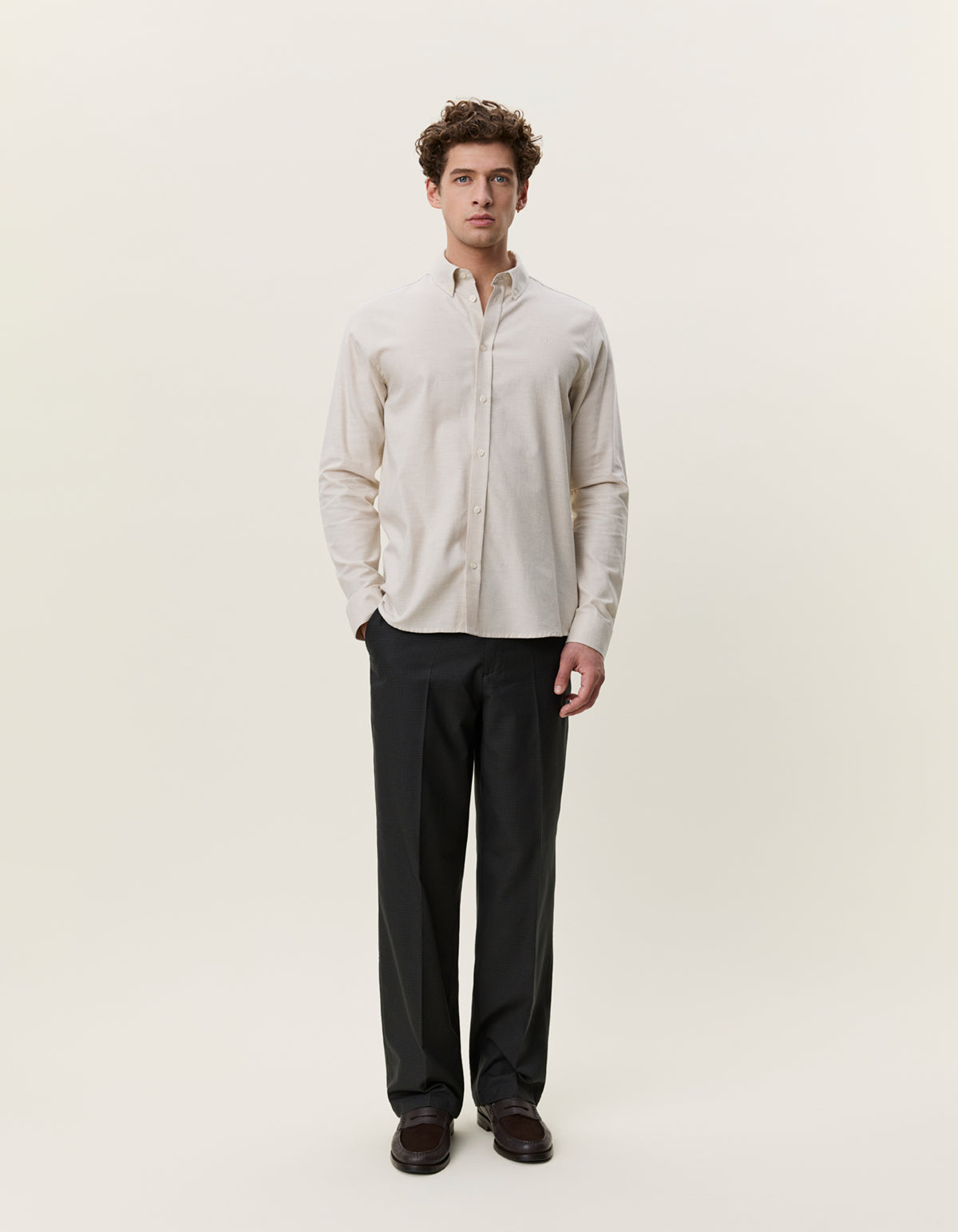 NB Soft Flannel Shirt Oyster Gray White