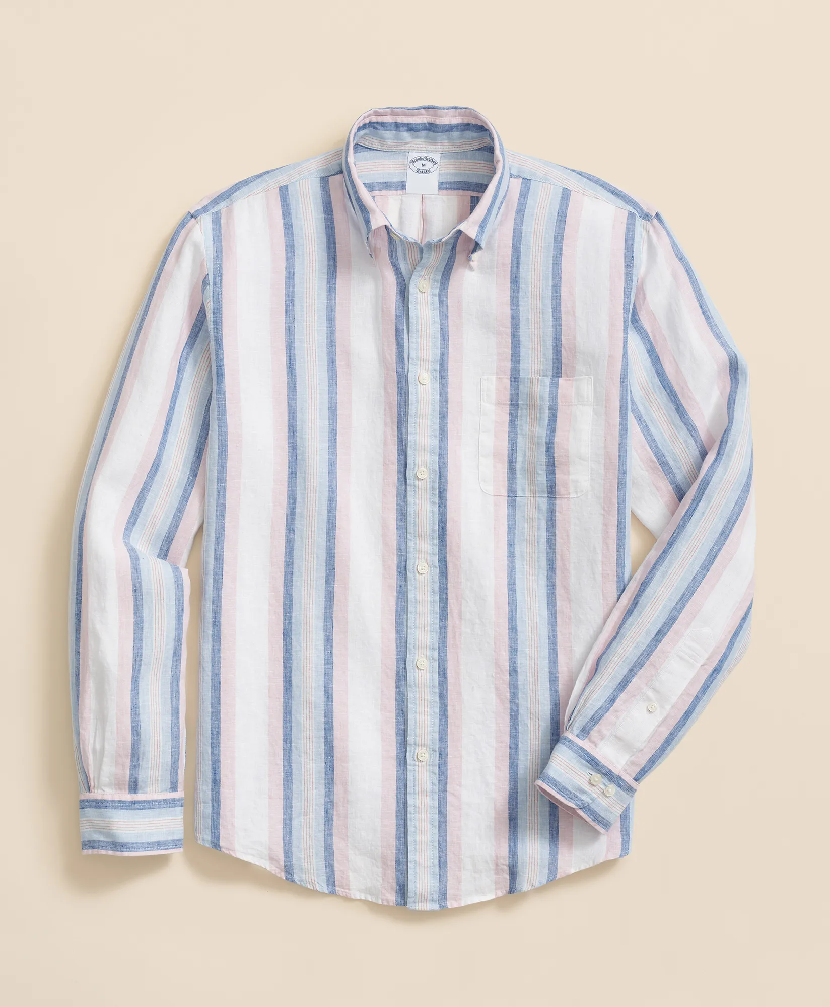 SPT ML Linen Novelty Long Sleeve Regular Pink Blue Awning STP