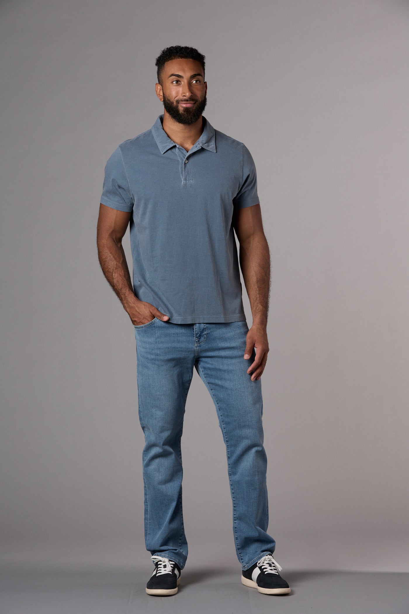 Billy Standard Fit Garment Dyed Polo Washed Indigo