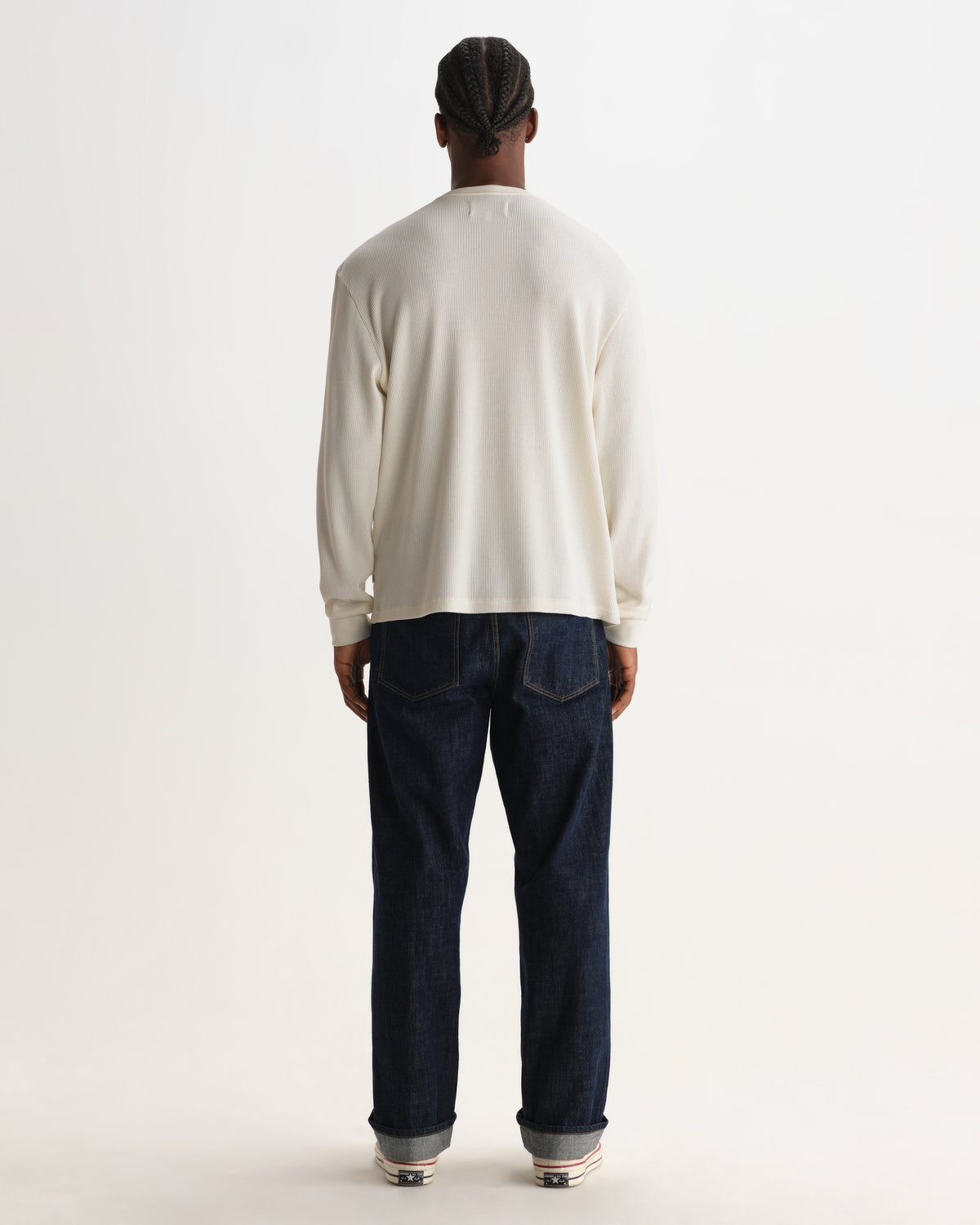 Caleb Henley Longsleeve Tee in Waffle Ecru