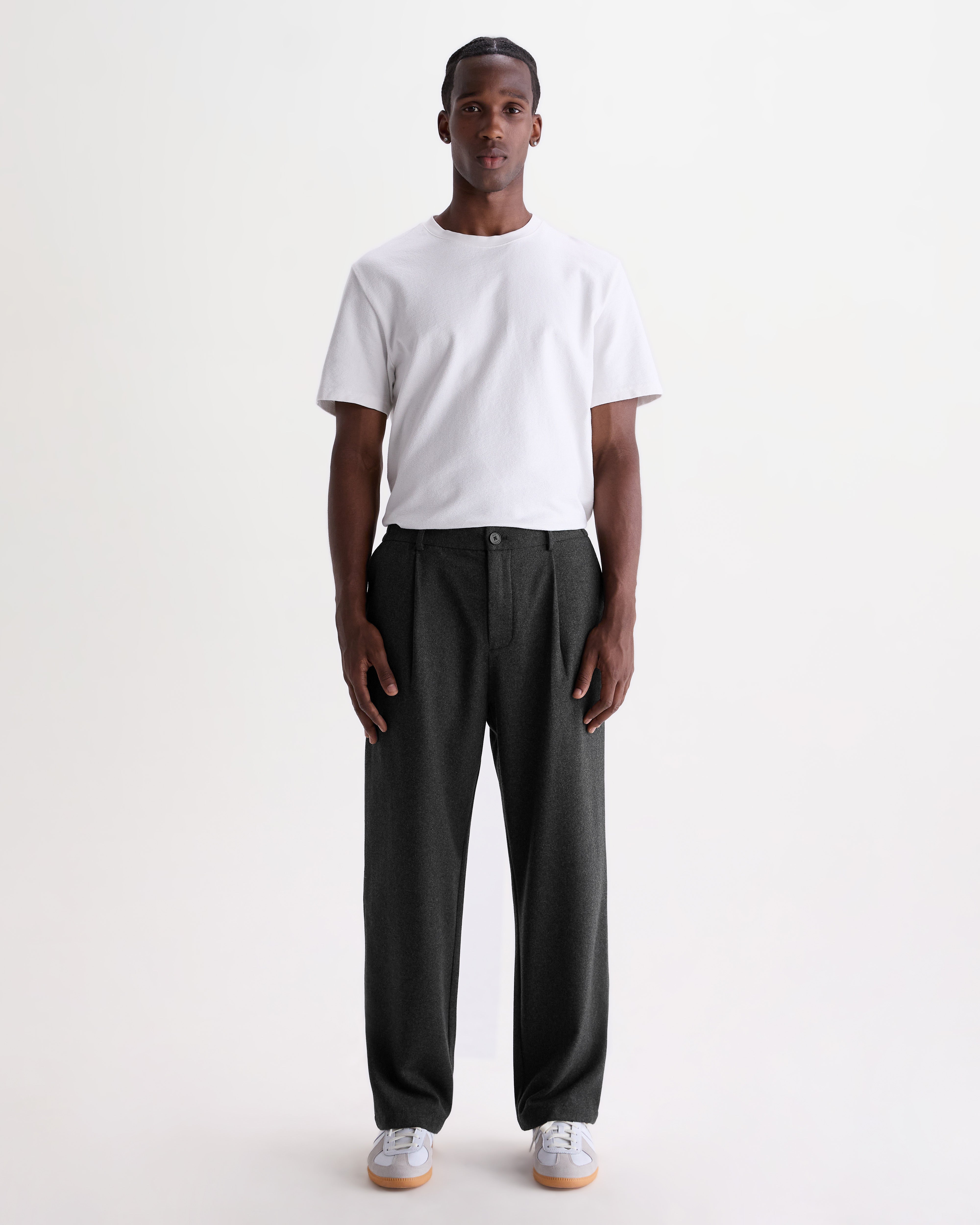 Malham Trouser in Wool Blend Dark Grey