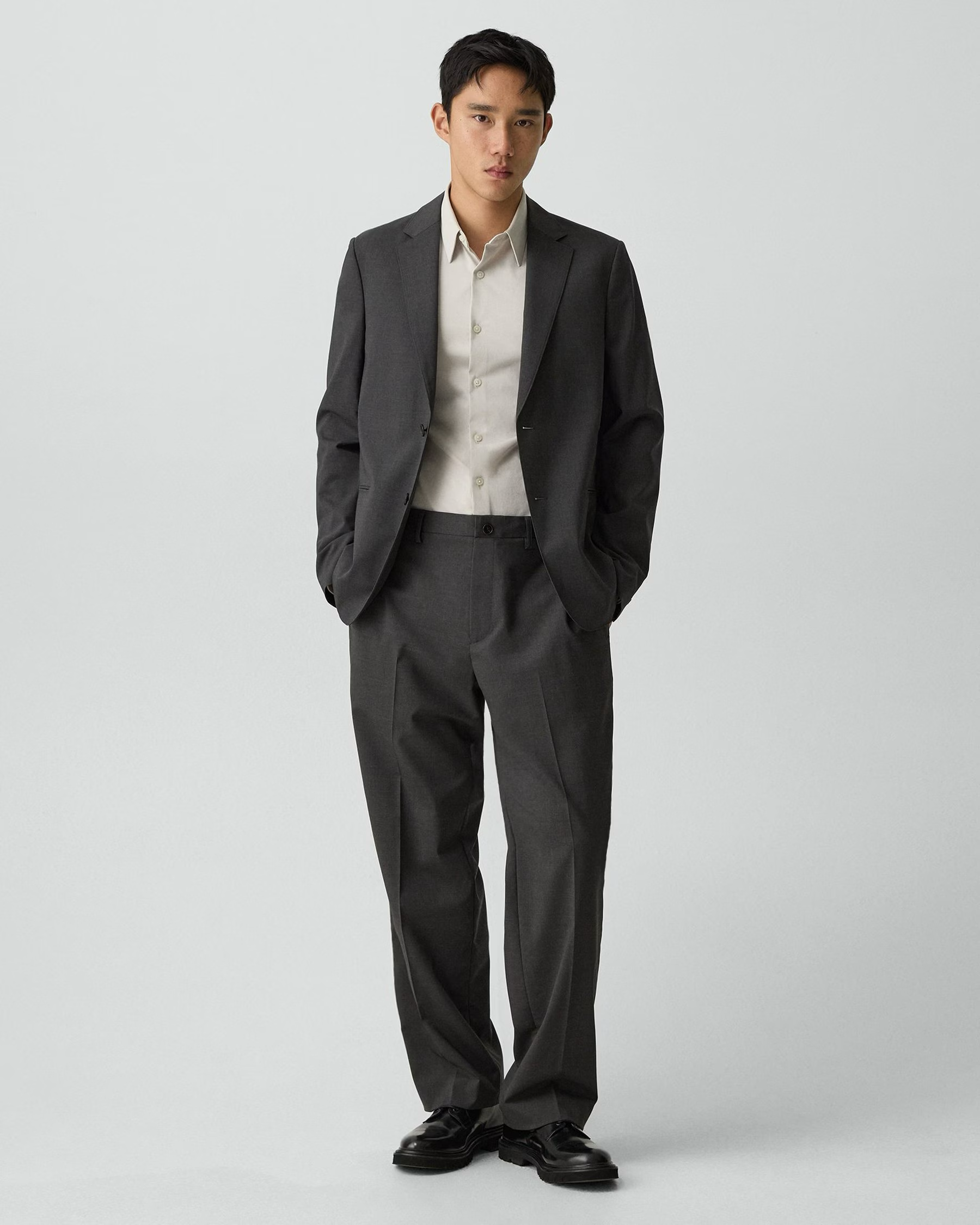 Sylvain Shirt in Structure Knit Silver Cloud
