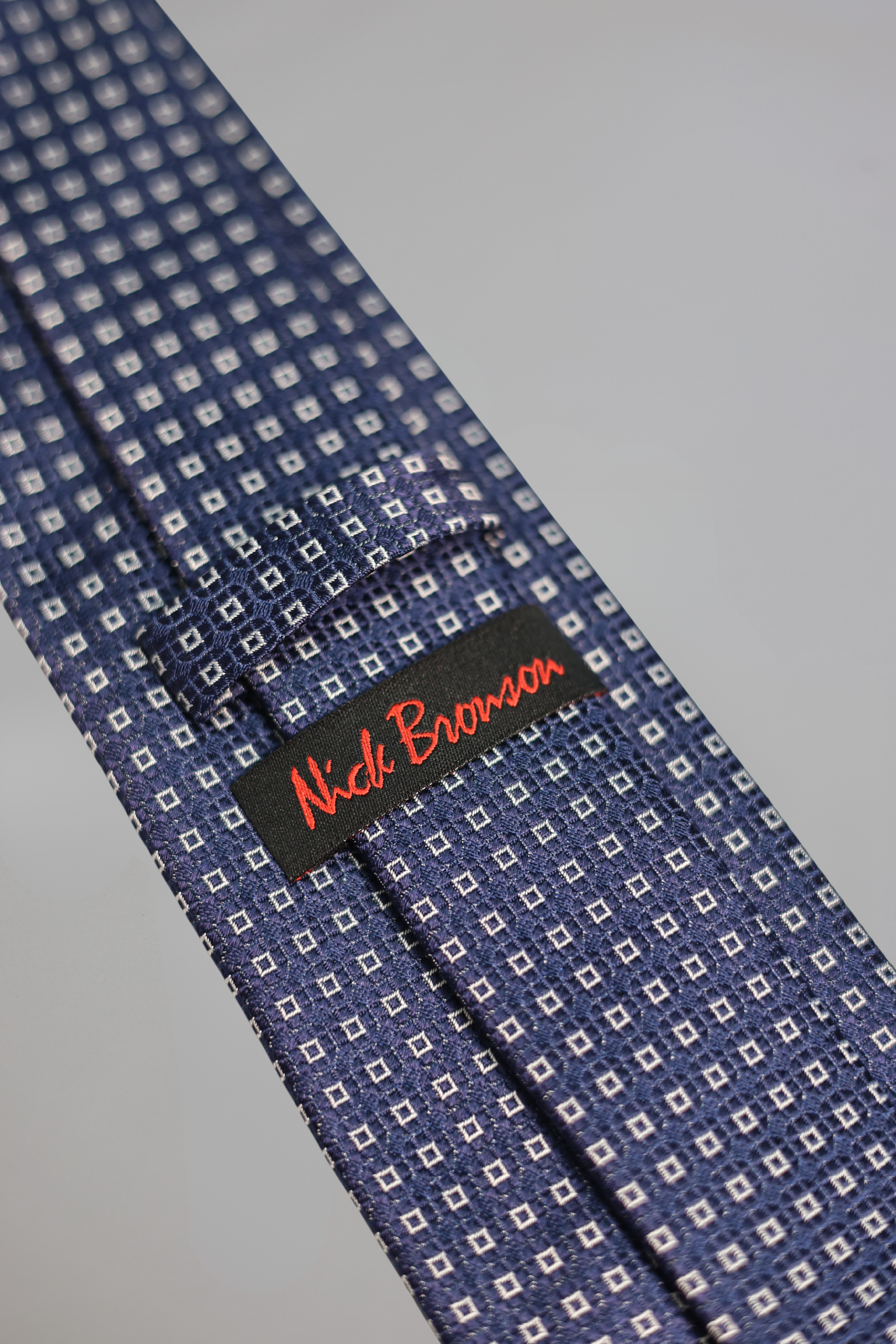 Navy Silk Woven Square Pattern Tie