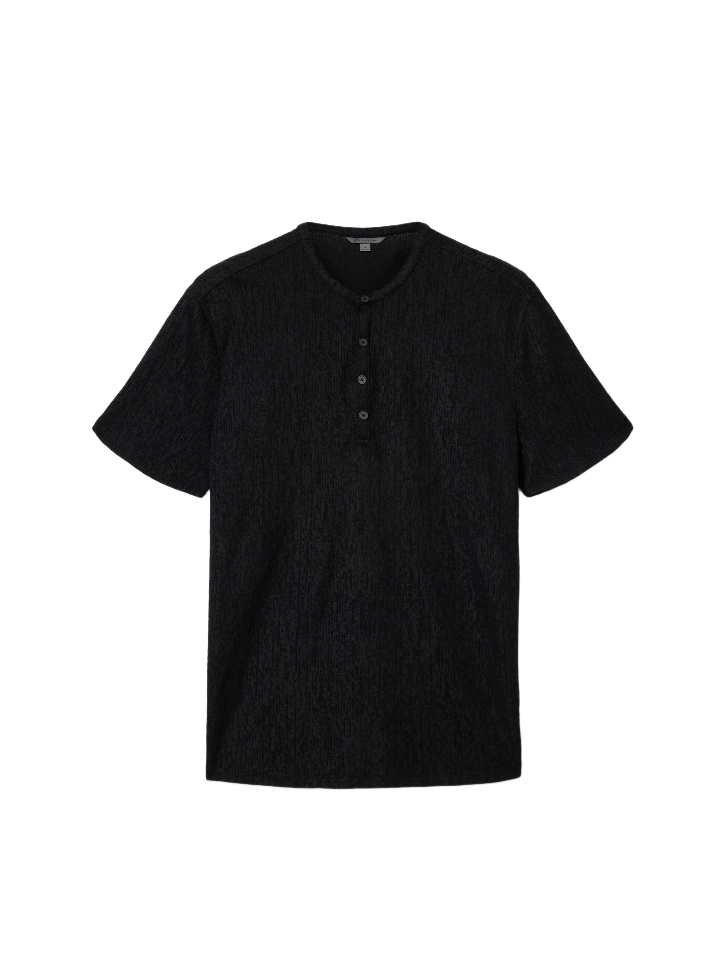 Egon Textured Short Sleeve Henley Black