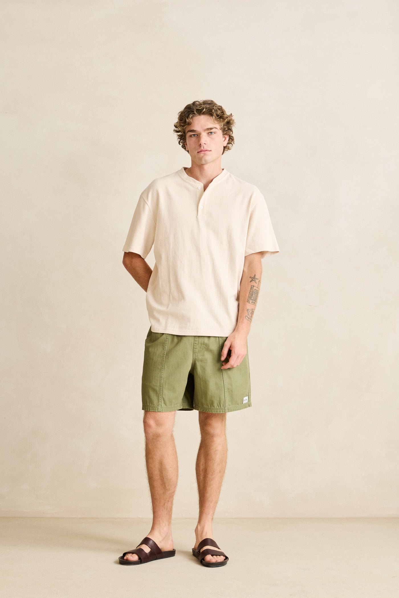 Vintage Jersey SS Henley Tee Natural