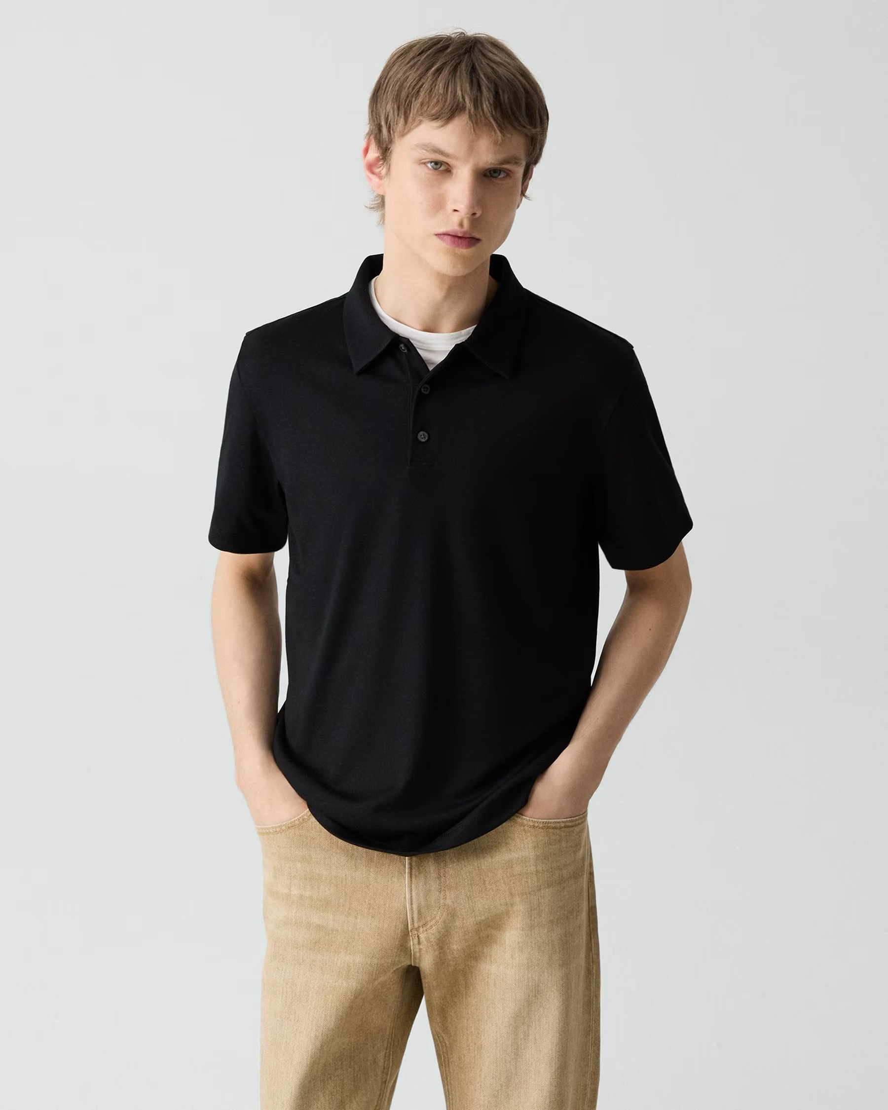 Bron Polo Shirt in Anemone Modal Jersey Black