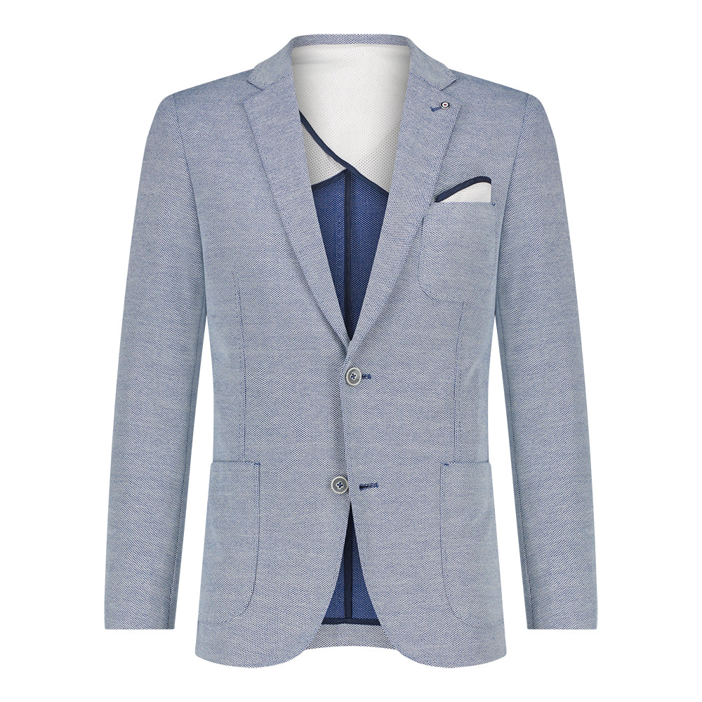 Waffle Knit Stretch Blazer Navy