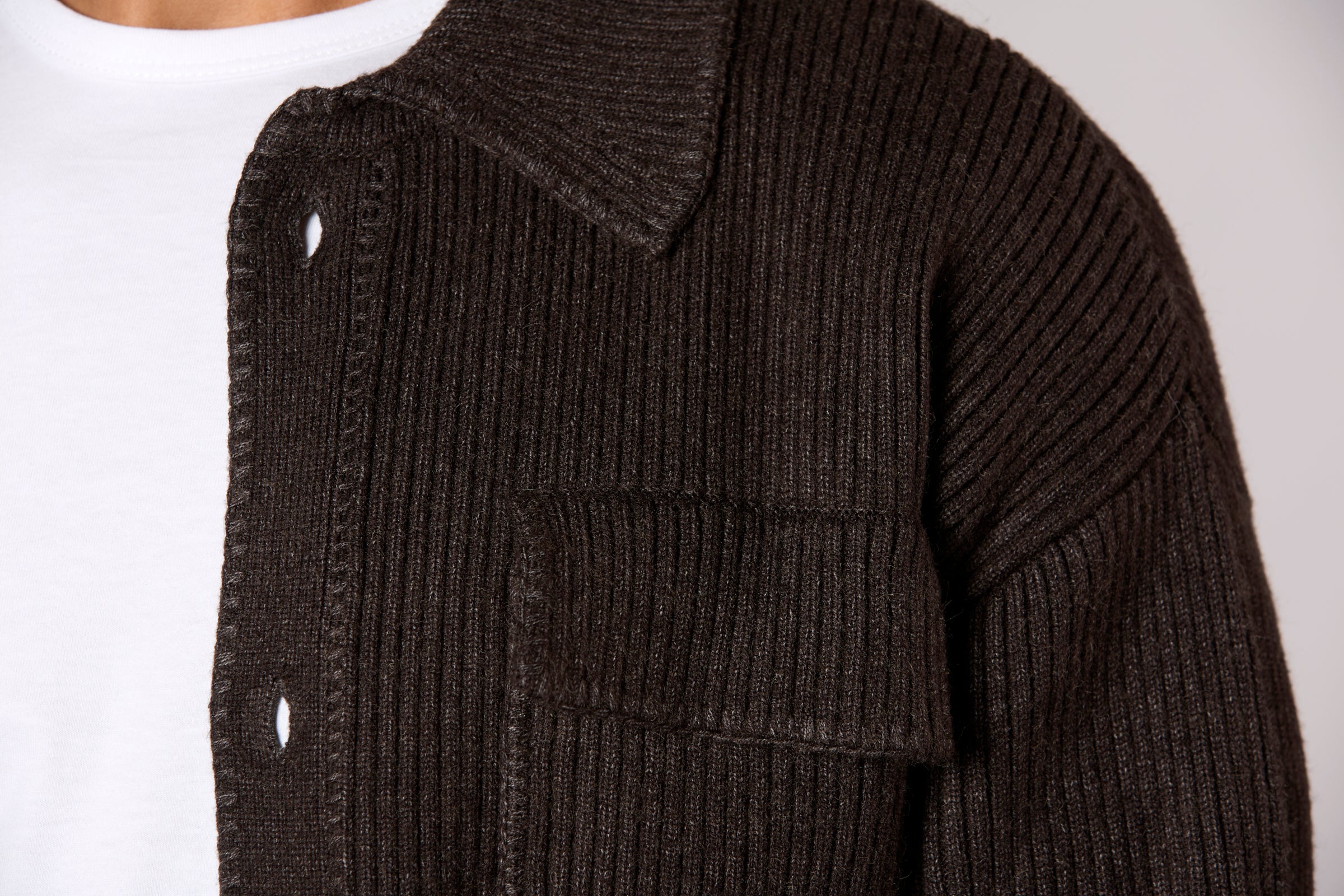 Whipstitch Sweater Jacket Charcoal