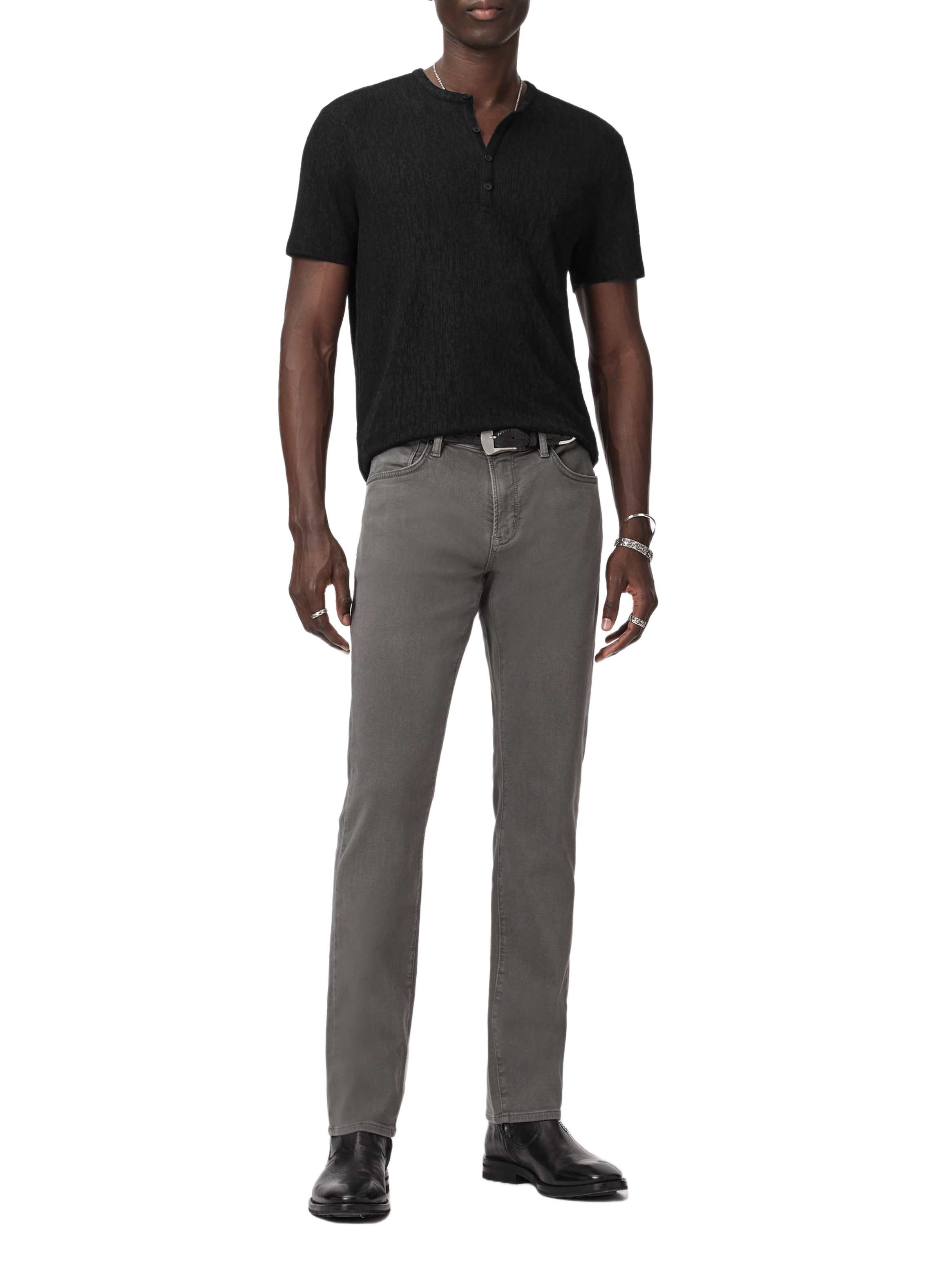 Egon Textured Short Sleeve Henley Black