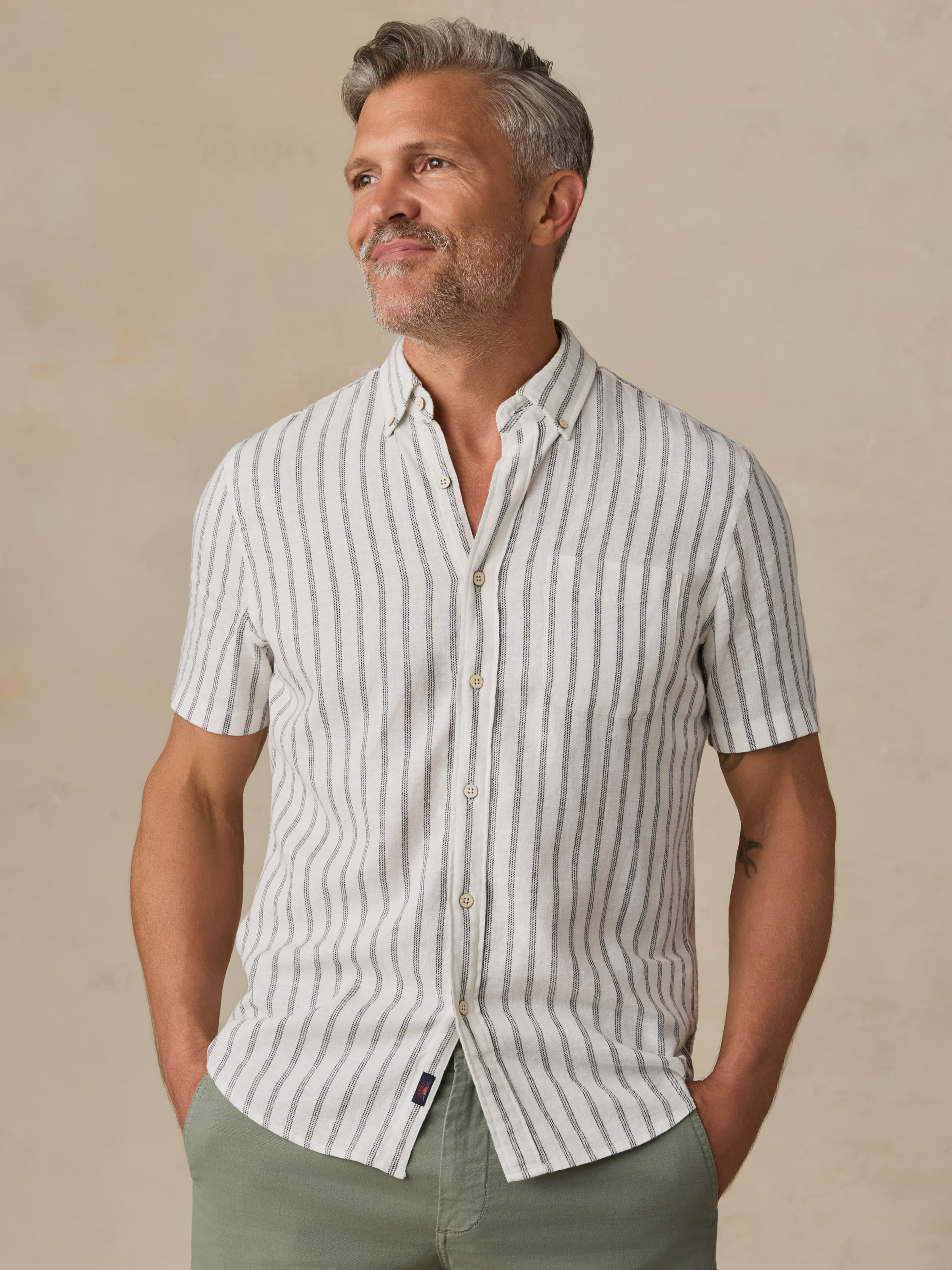 Breeze Short Sleeve Shirt Moonlight Stripe