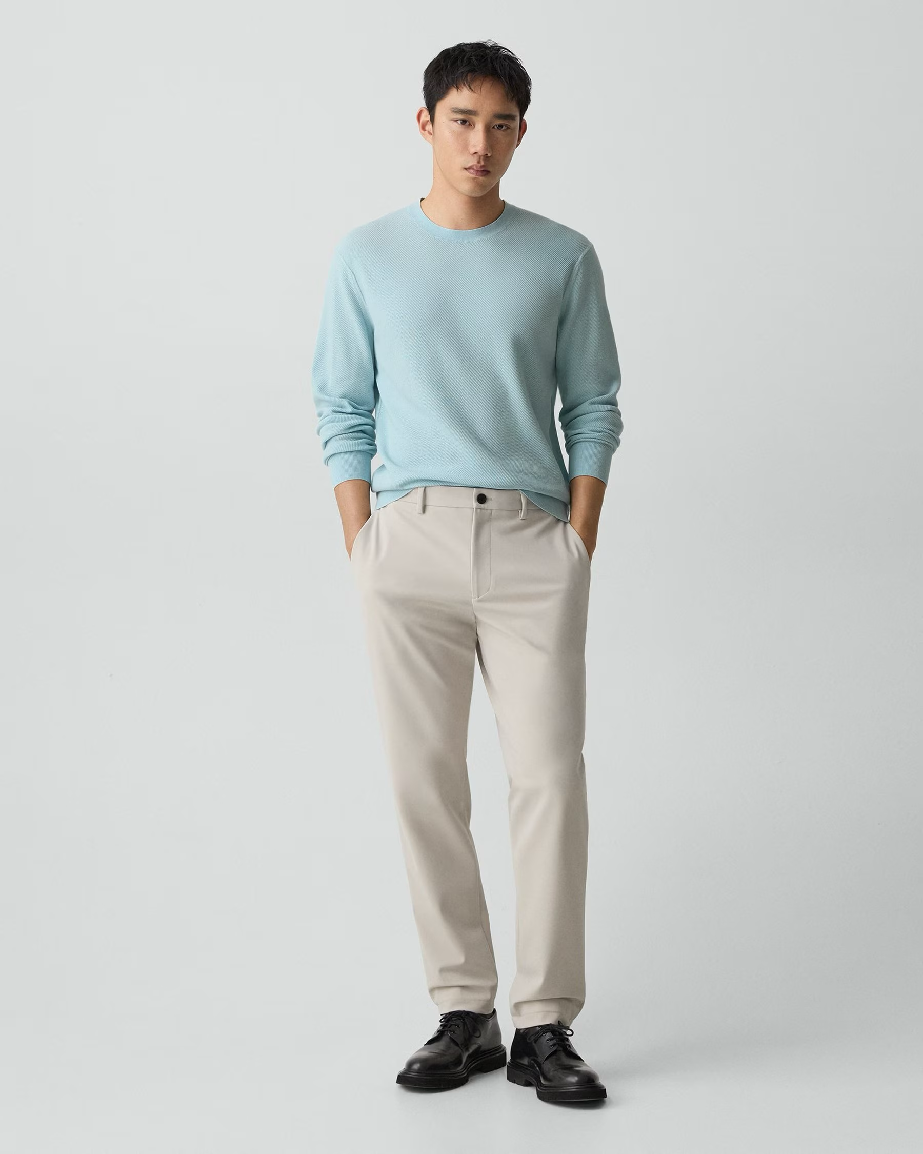 Riland Crewneck Sweater in Light Bilen Light Ocean Air