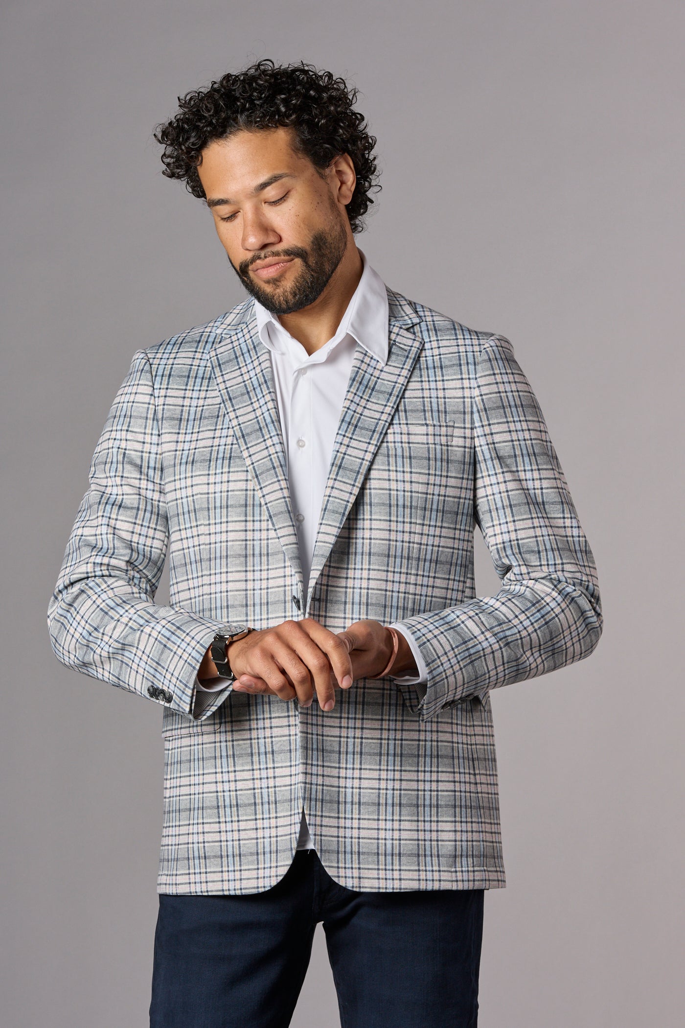 Ariani Plaid Jacket Grey/White