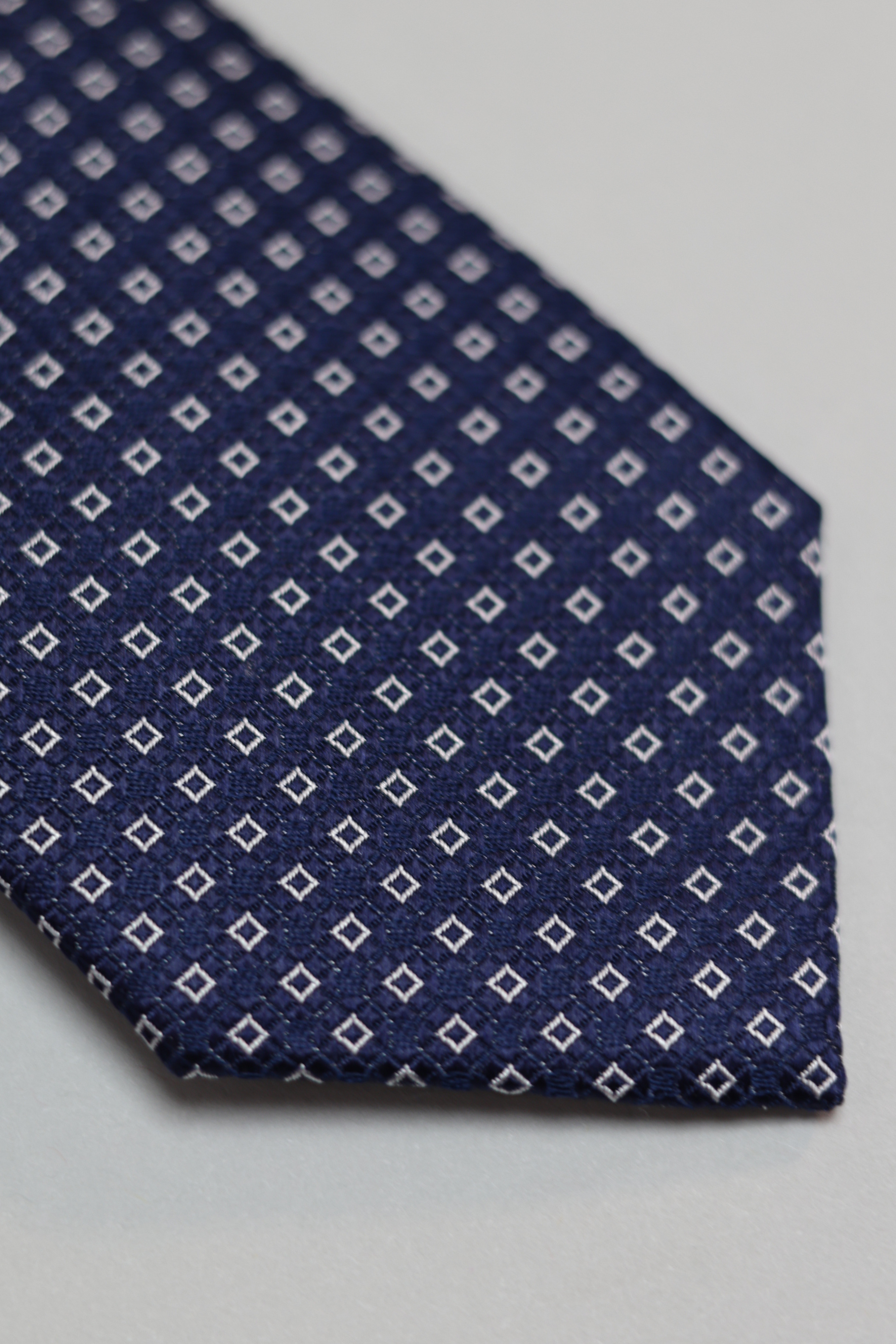 Navy Silk Woven Square Pattern Tie