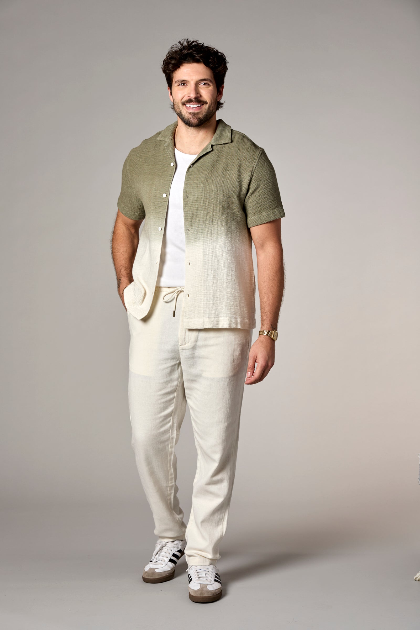Bahamas S/S Dip Dyed Camp Shirt Dark Olive Dip Dye