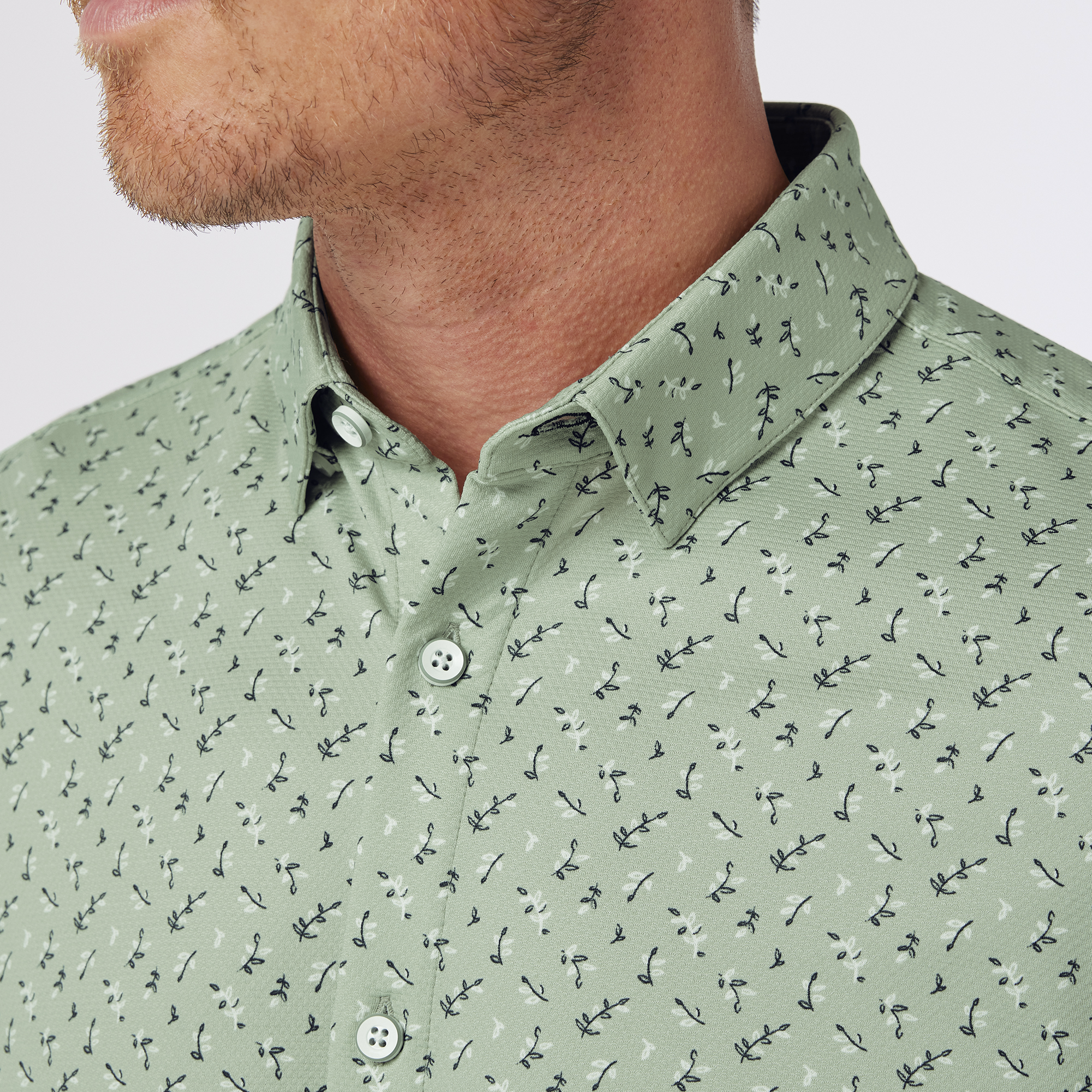 Halyard Short Sleeve Dress Shirt Pale Green Floral+Fauna