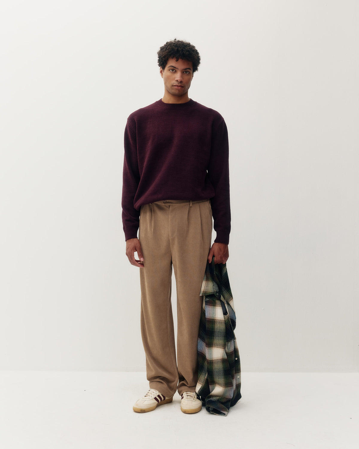 Chenille Knit Pleated Trouser Taupe