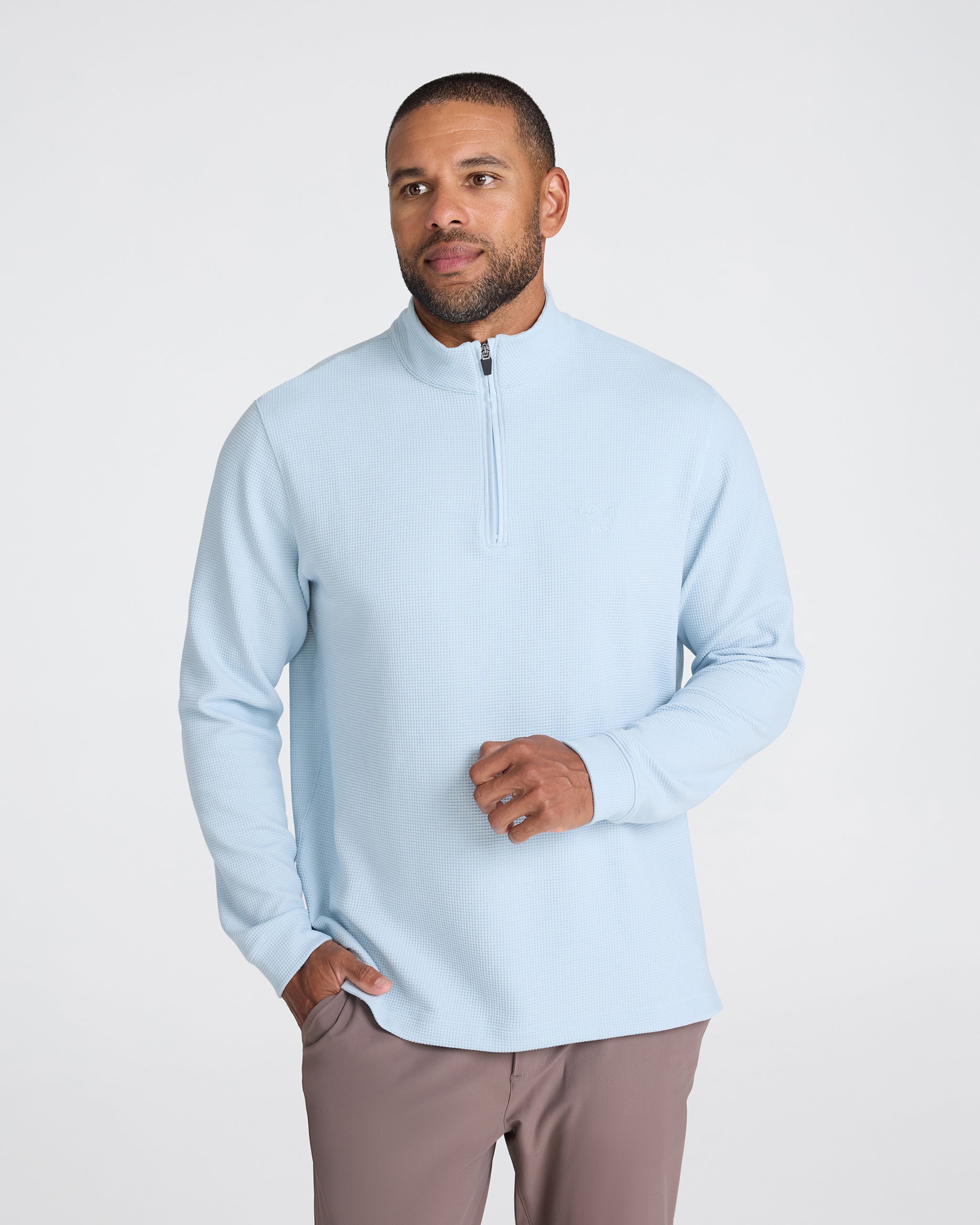 Tech Waffle Quarter Zip Baby Blue