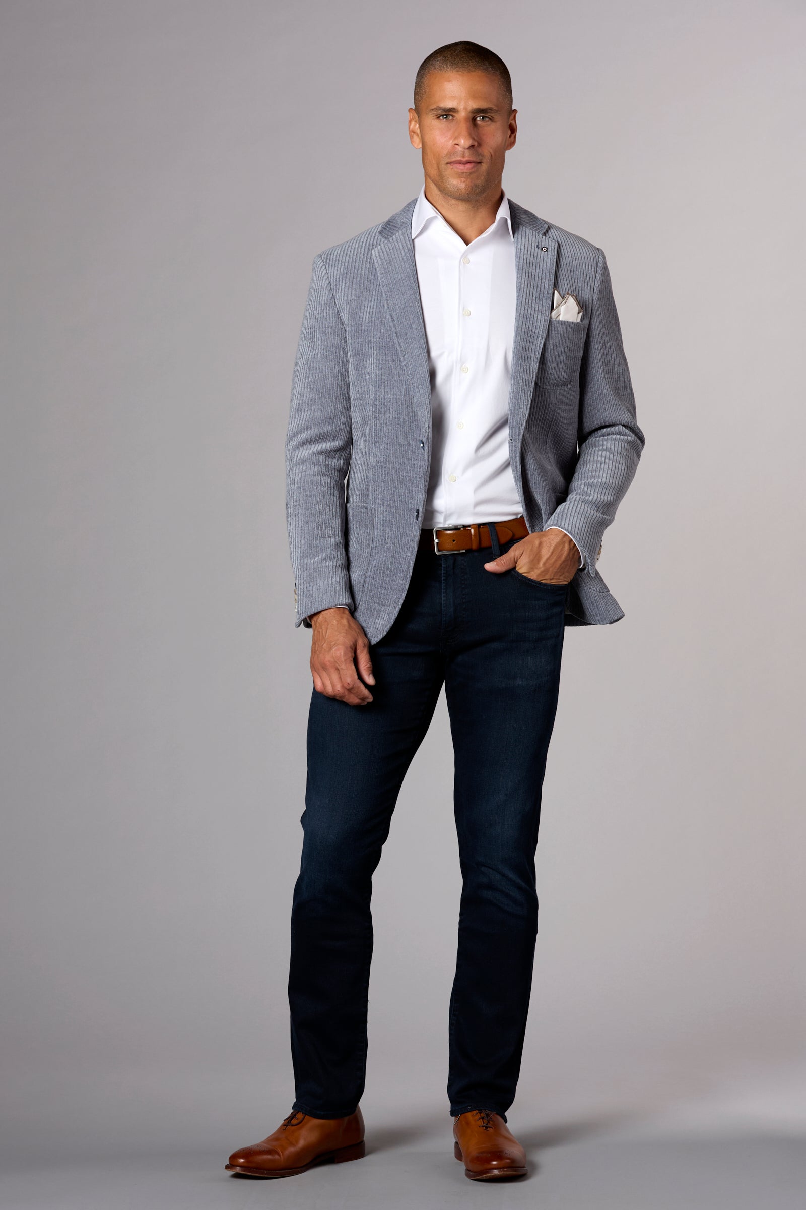 Luxe Corduroy Stretch Jacket Blue