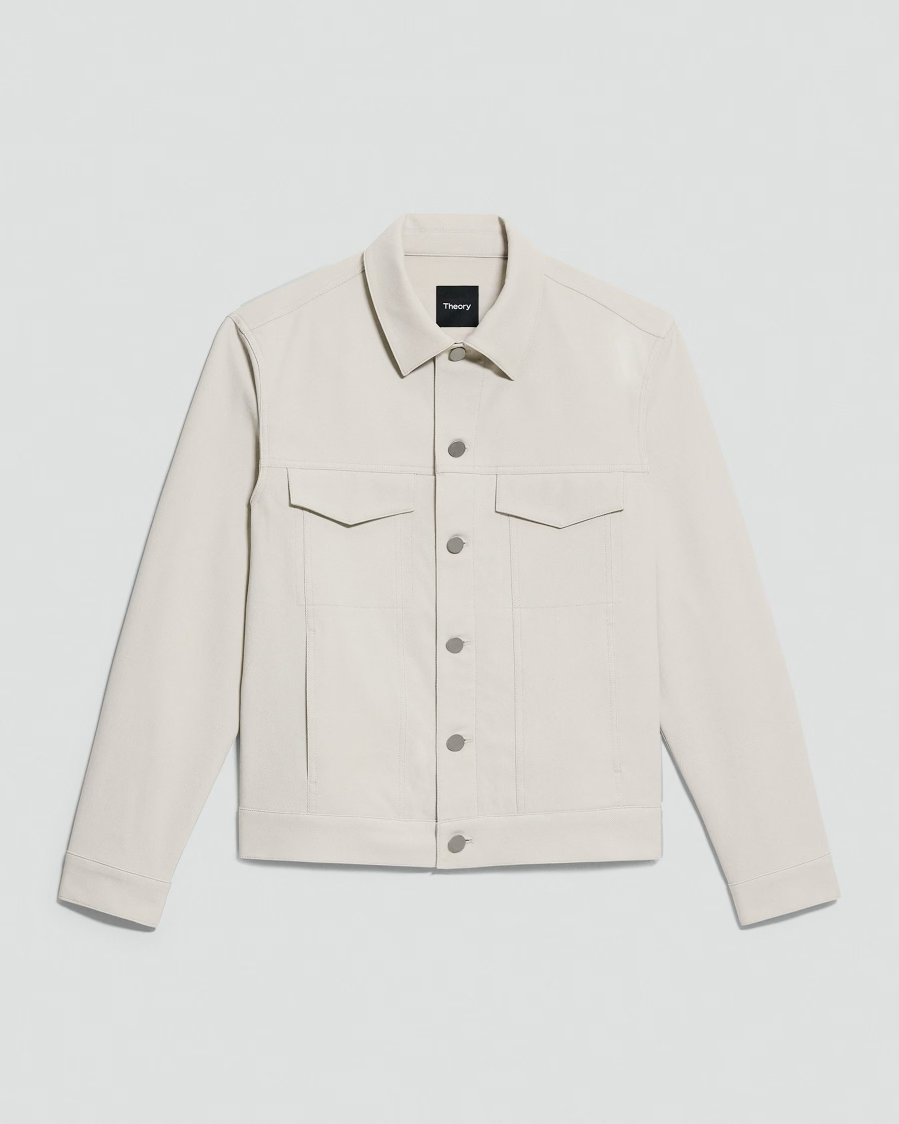River Trucker Jacket in Neoteric Twill Silver Cloud
