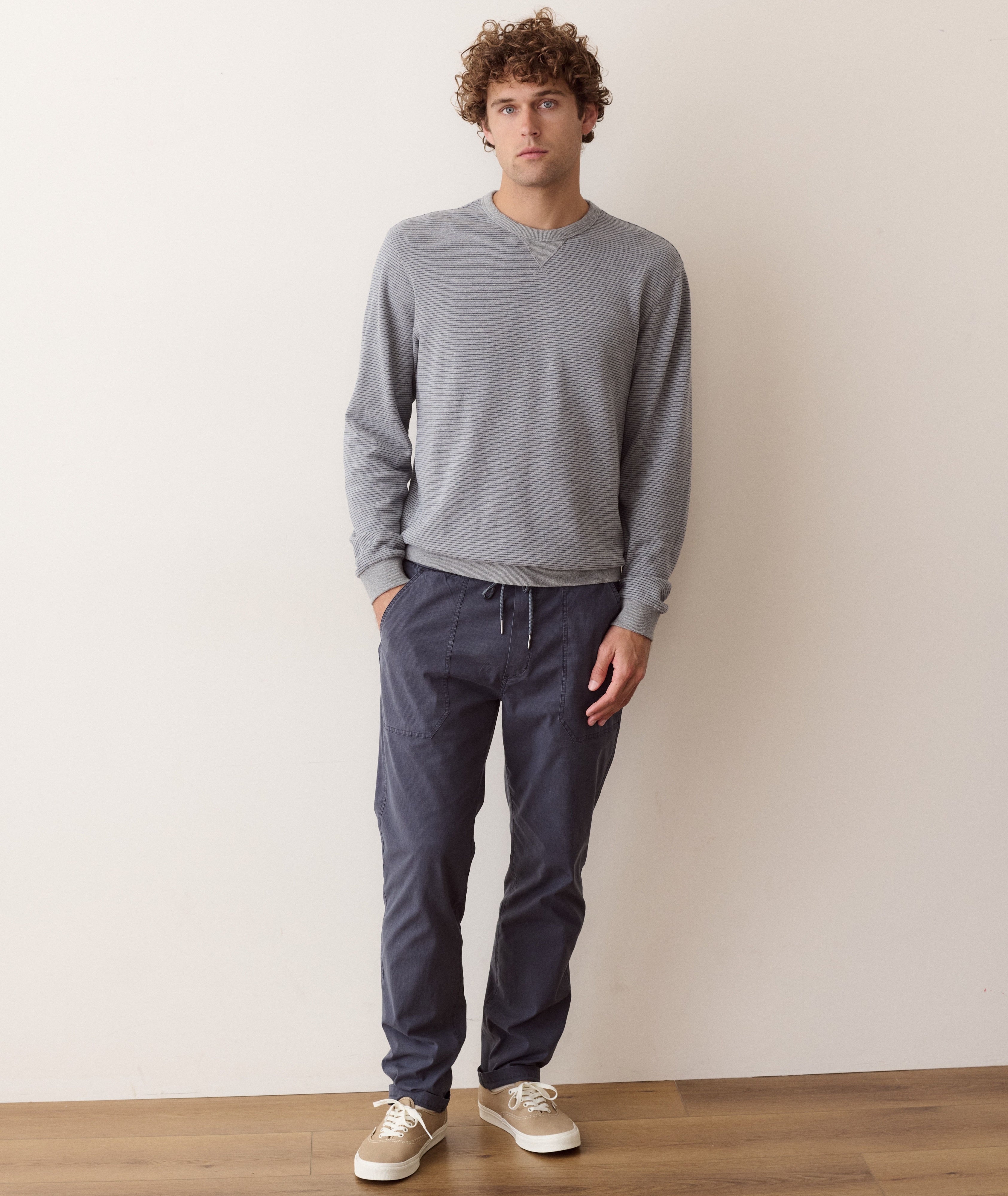 Relaxed Cloud 9 Terry Crewneck Heather Grey Stripe