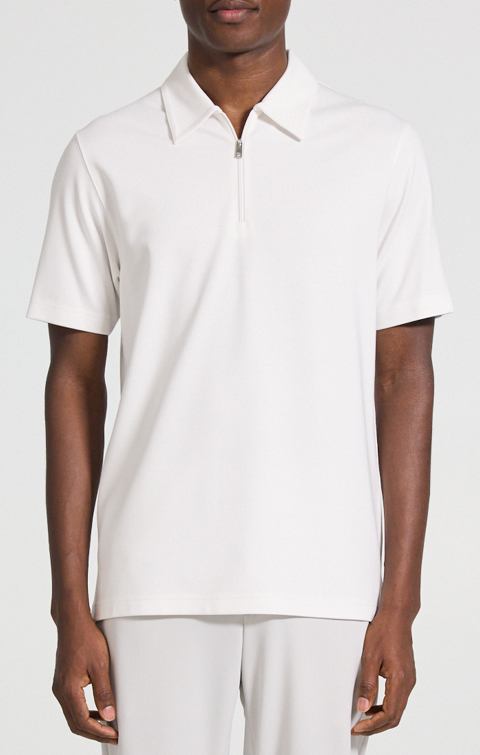 Ryder Quarter Zip Polo White