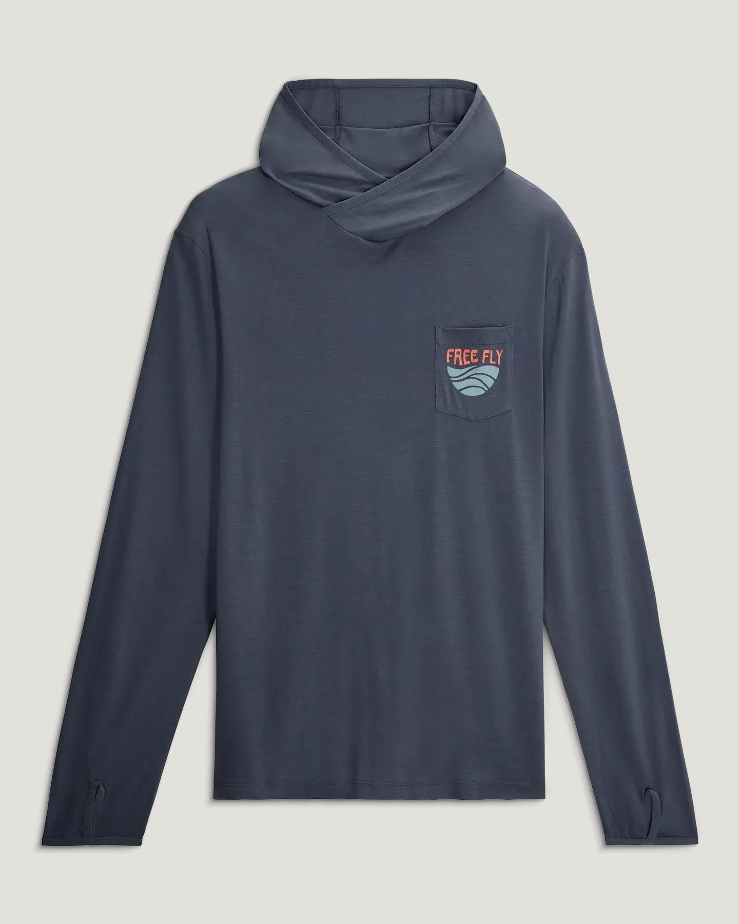 Bamboo Lightweight Graphic Hoodie Blue Edge Storm Cloud